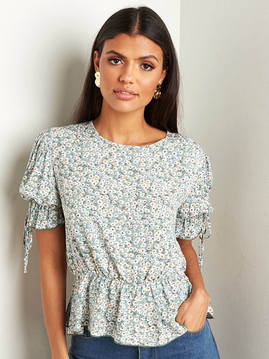 بلوزة مطبوعة بأكمام قصيرة من ستايلي-women-clothing-shirtsandblouses-blouses-image-1