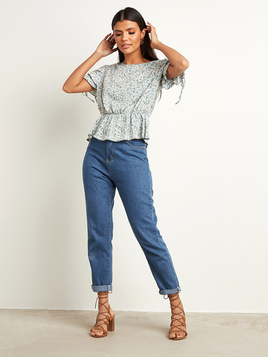 بلوزة مطبوعة بأكمام قصيرة من ستايلي-women-clothing-shirtsandblouses-blouses-image-2