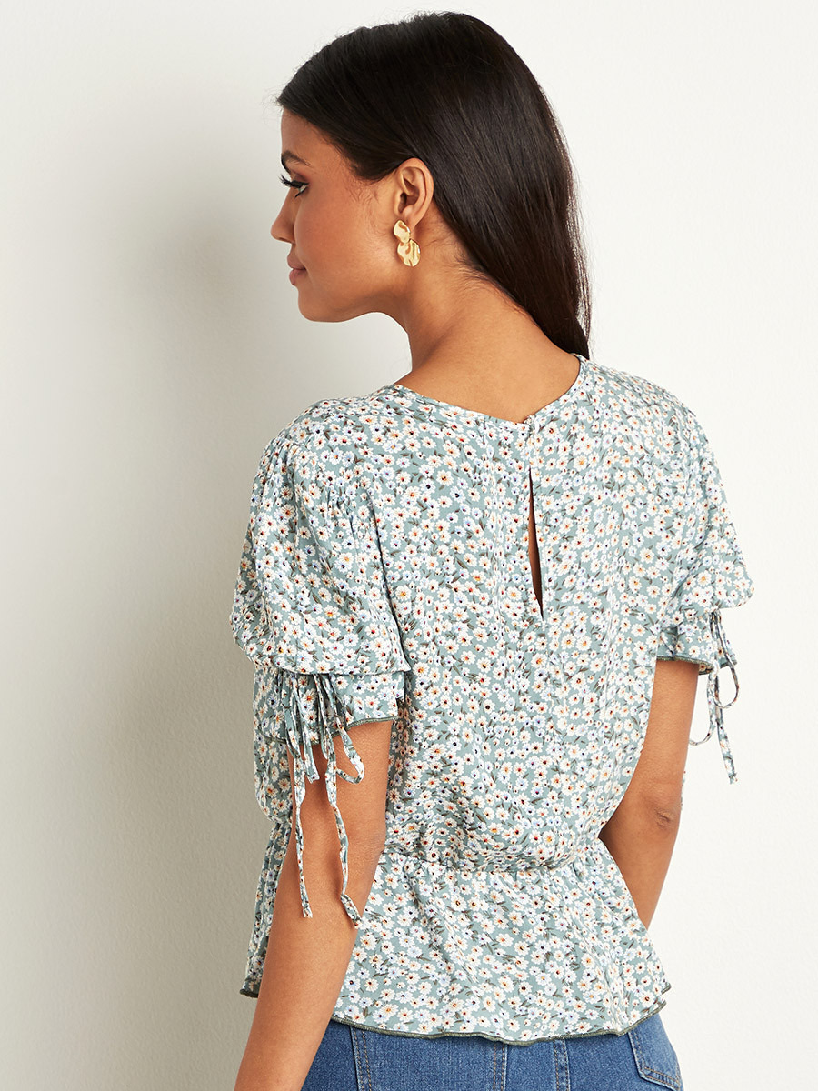 بلوزة مطبوعة بأكمام قصيرة من ستايلي-women-clothing-shirtsandblouses-blouses-image-3