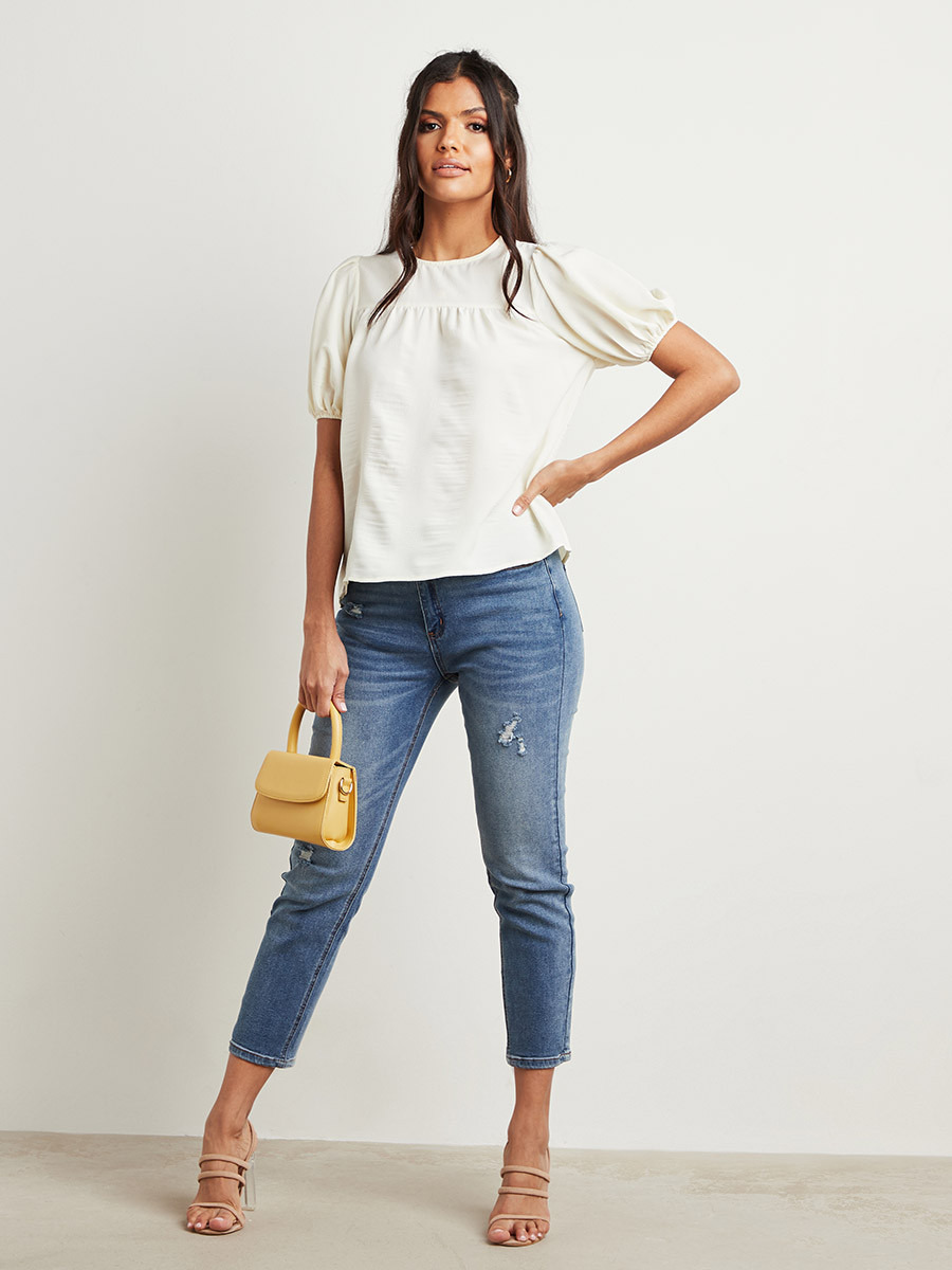 بلوزة بارزة الملمس بأكمام طويلة من ستايلي-women-clothing-shirtsandblouses-blouses-image-2