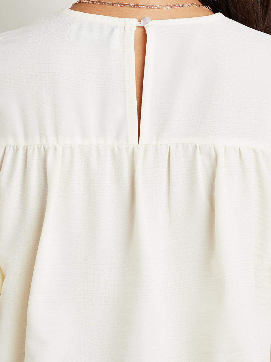 بلوزة بارزة الملمس بأكمام طويلة من ستايلي-women-clothing-shirtsandblouses-blouses-image-5