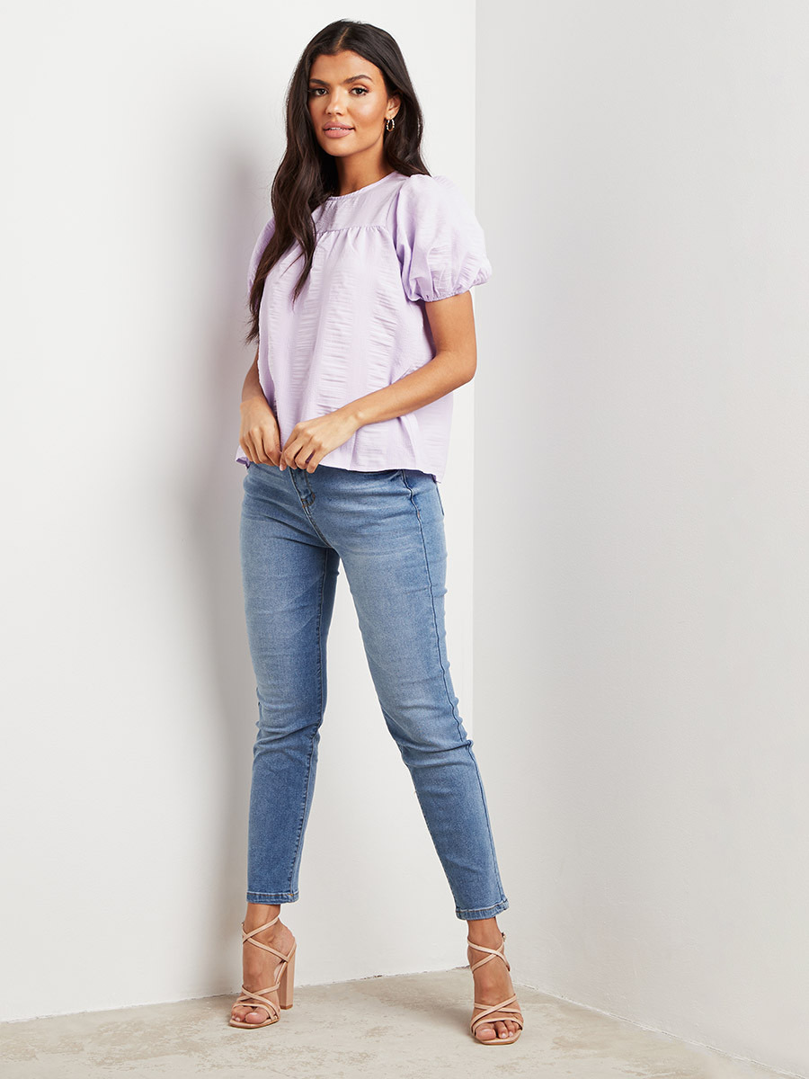 Styli Textured Puff Sleeves Regular Fit Top-women-clothing-shirtsandblouses-blouses-image-2