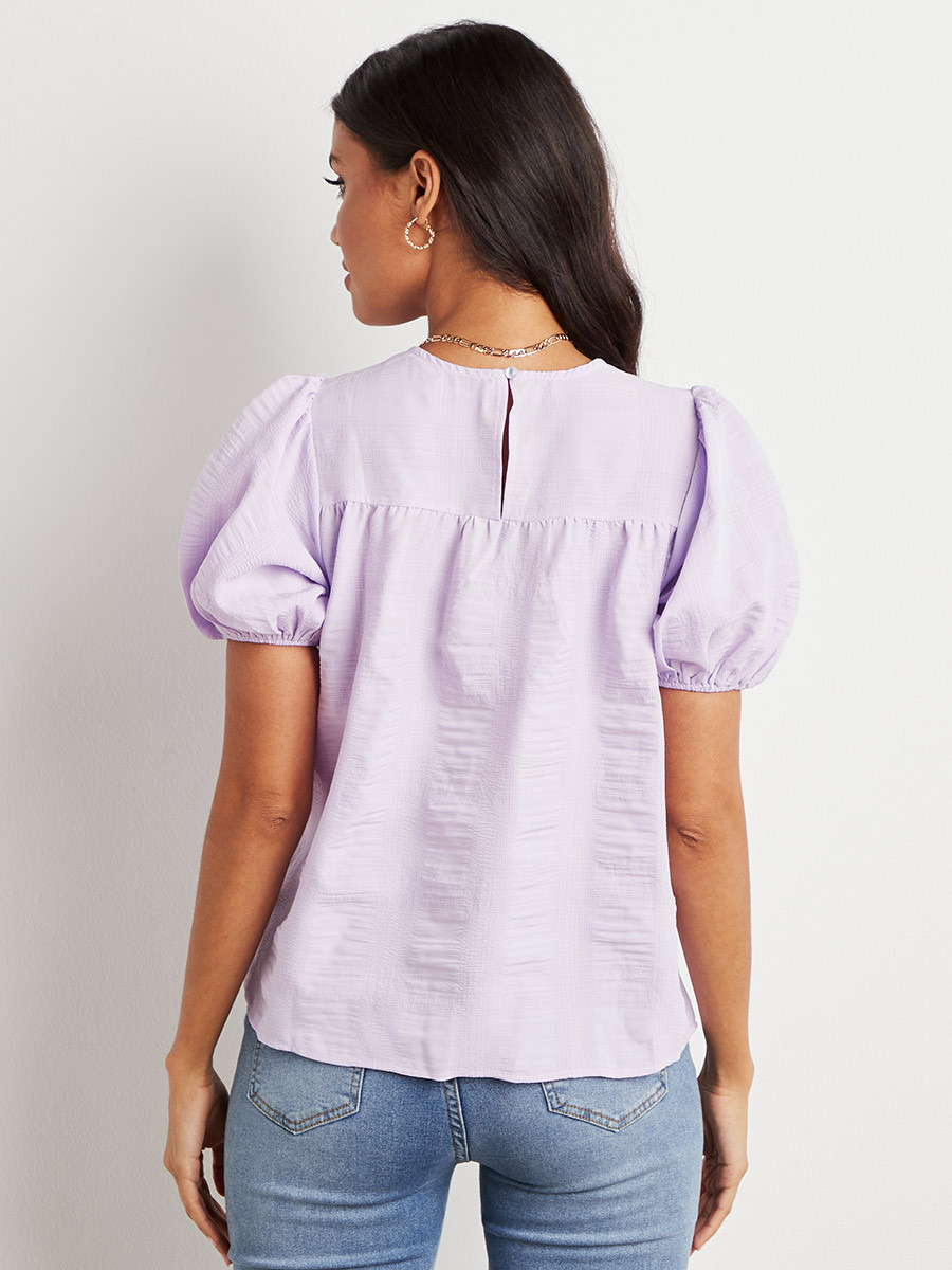 Styli Textured Puff Sleeves Regular Fit Top-women-clothing-shirtsandblouses-blouses-image-4