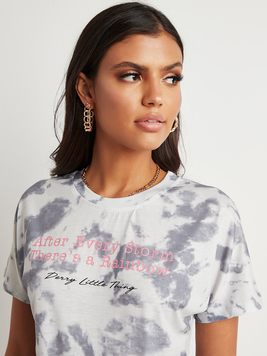 تيشيرت مصبوغ بقصة واسعة وأكمام قصيرة من ستايلي-women-clothing-tshirts-image-4