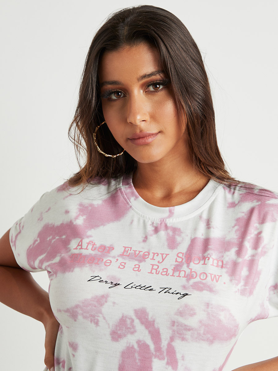 تيشيرت مصبوغ بقصة واسعة وأكمام قصيرة من ستايلي-women-clothing-tshirts-image-6