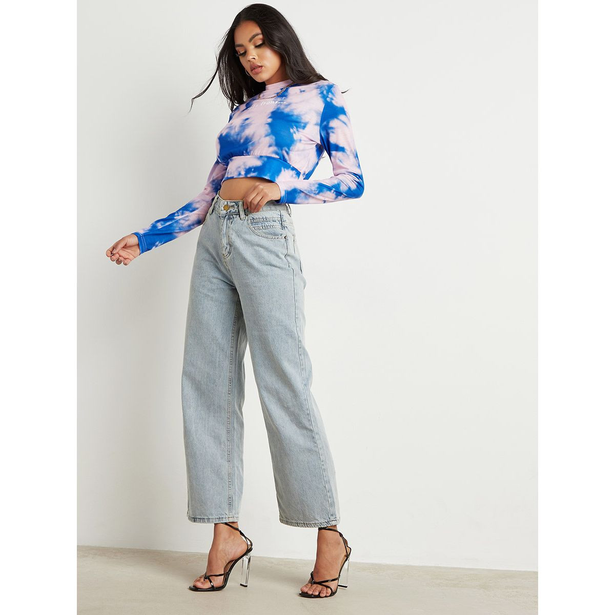 Styli Tie Dye Printed Long Sleeves Crop T-shirt-women-clothing-tshirts-image-2