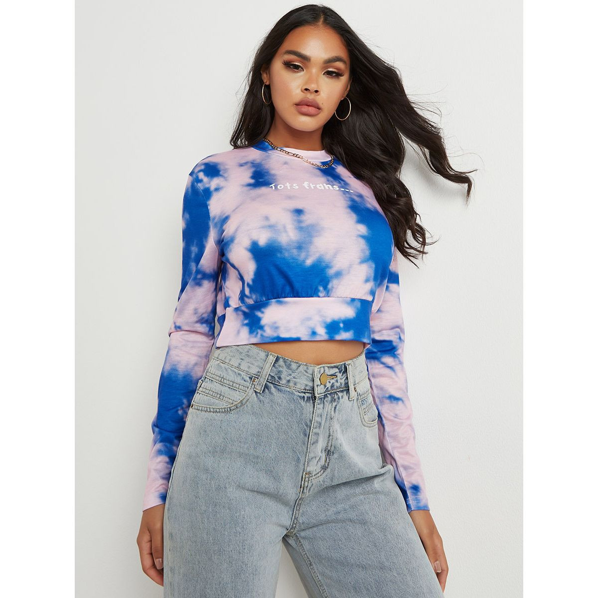 Styli Tie Dye Printed Long Sleeves Crop T-shirt-women-clothing-tshirts-image-3