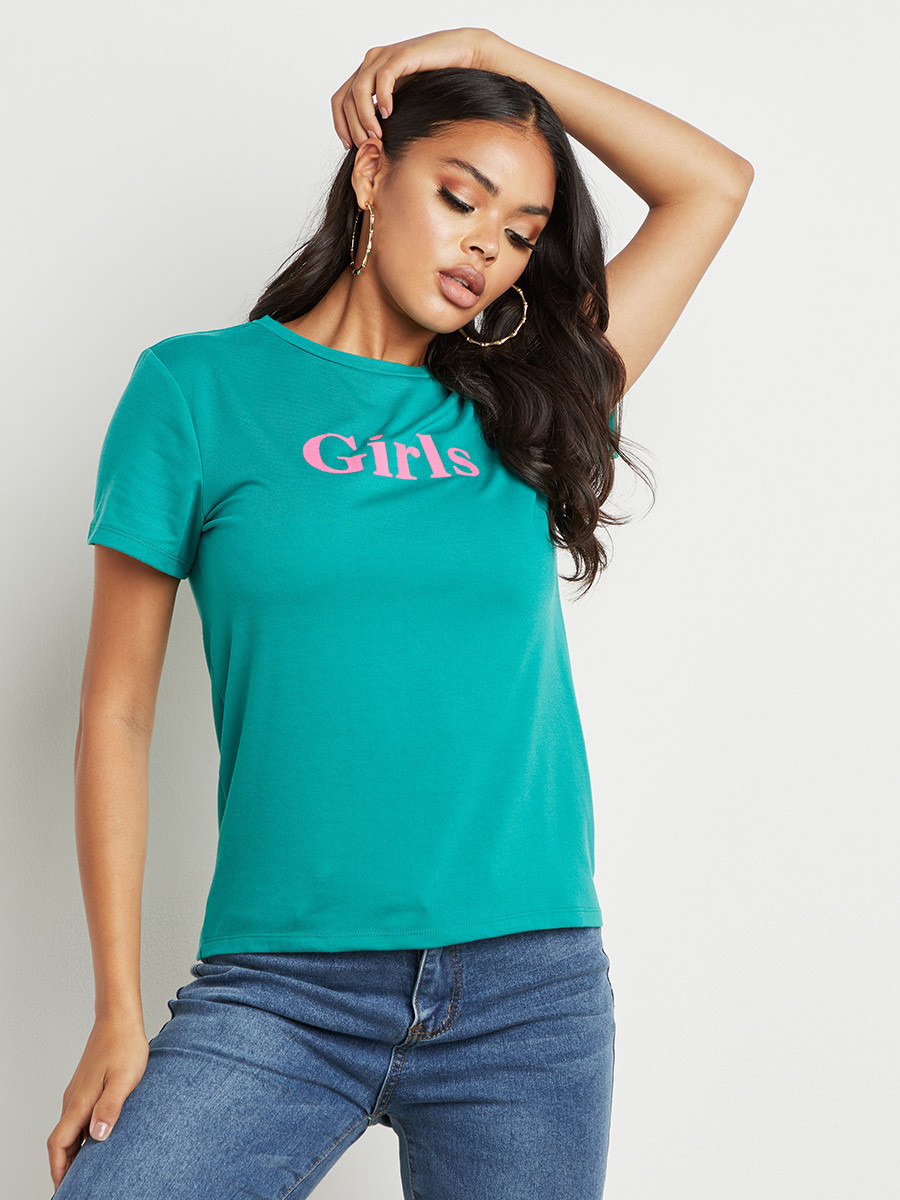 Styli Girls Printed Short Sleeves Regular Fit T-shirt-women-clothing-tshirts-image-2