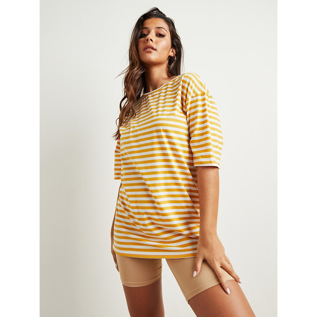 تيشيرت مخطط بقصة واسعة من ستايلي-women-clothing-tshirts-image-4