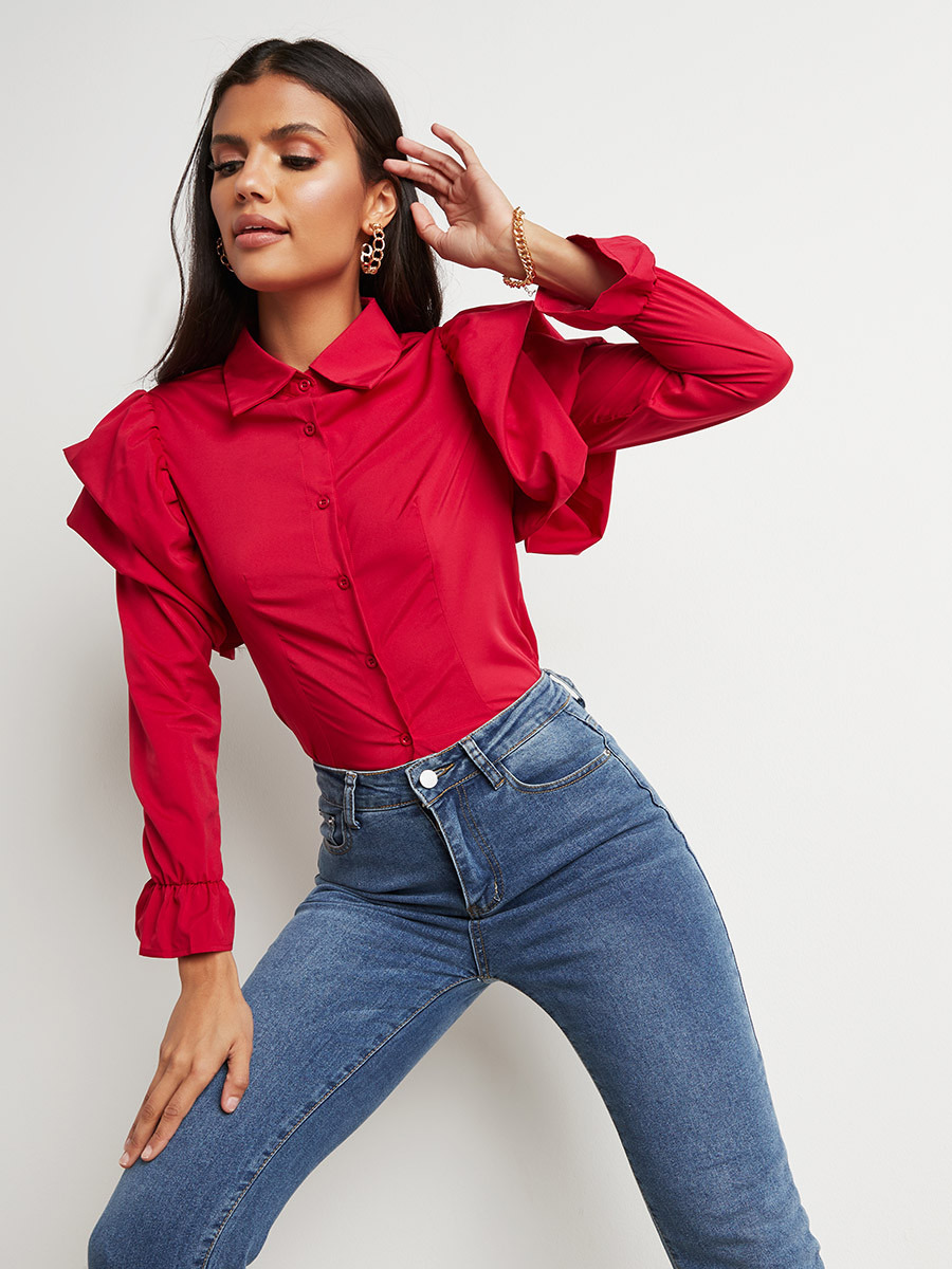 قميص بكشكش وأكمام طويلة من ستايلي-women-clothing-shirtsandblouses-blouses-image-1