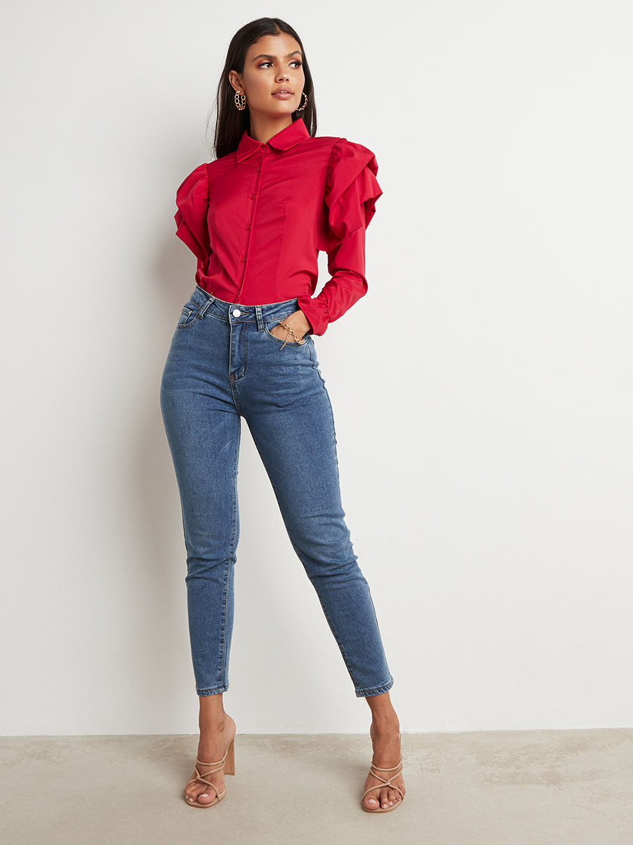 قميص بكشكش وأكمام طويلة من ستايلي-women-clothing-shirtsandblouses-blouses-image-2