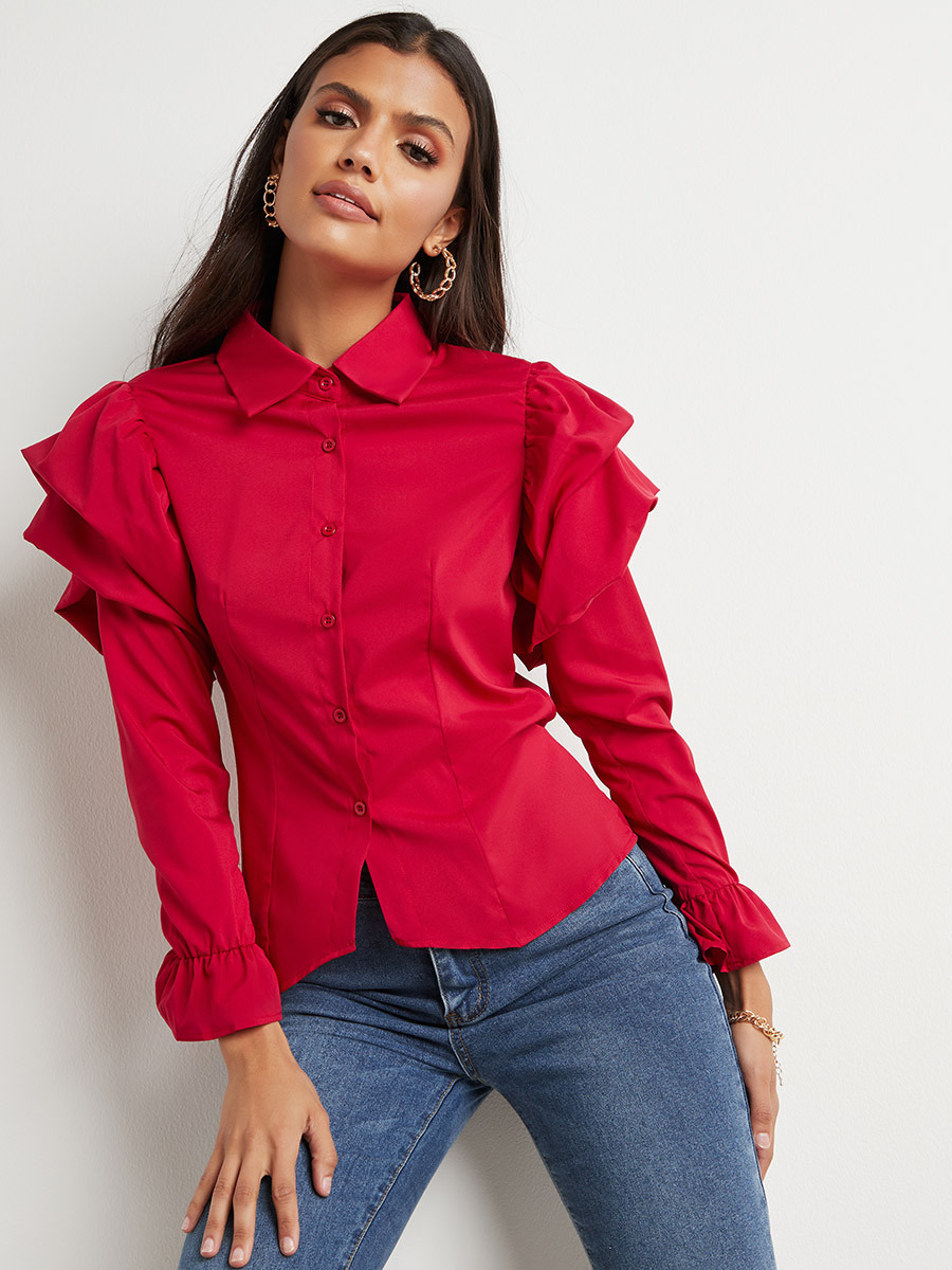 قميص بكشكش وأكمام طويلة من ستايلي-women-clothing-shirtsandblouses-blouses-image-3