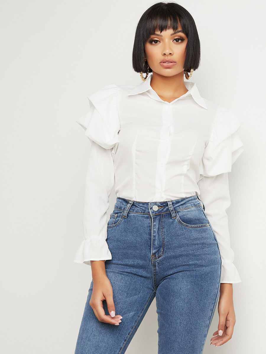 قميص بأكمام منفوخة وكشكش من ستايلي-women-clothing-shirtsandblouses-blouses-image-1
