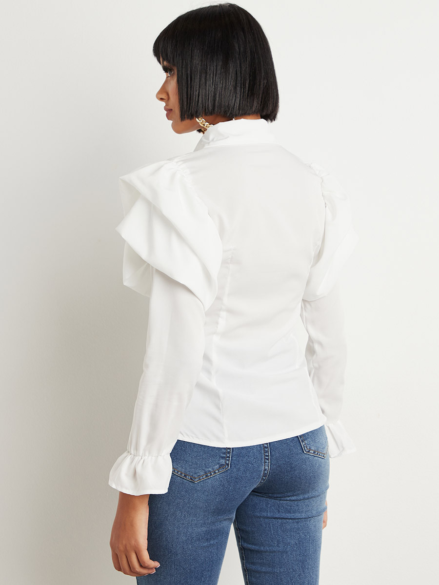 قميص بأكمام منفوخة وكشكش من ستايلي-women-clothing-shirtsandblouses-blouses-image-3