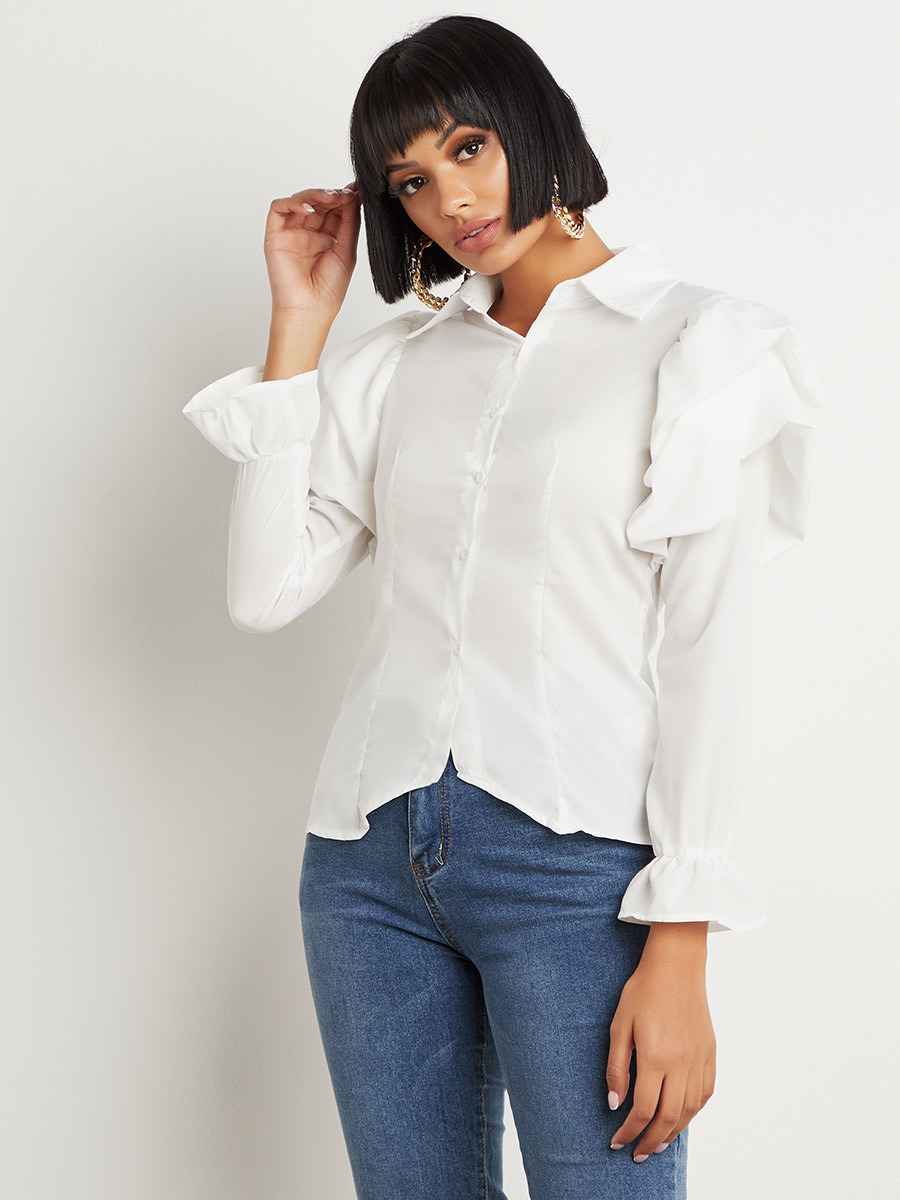 قميص بأكمام منفوخة وكشكش من ستايلي-women-clothing-shirtsandblouses-blouses-image-5