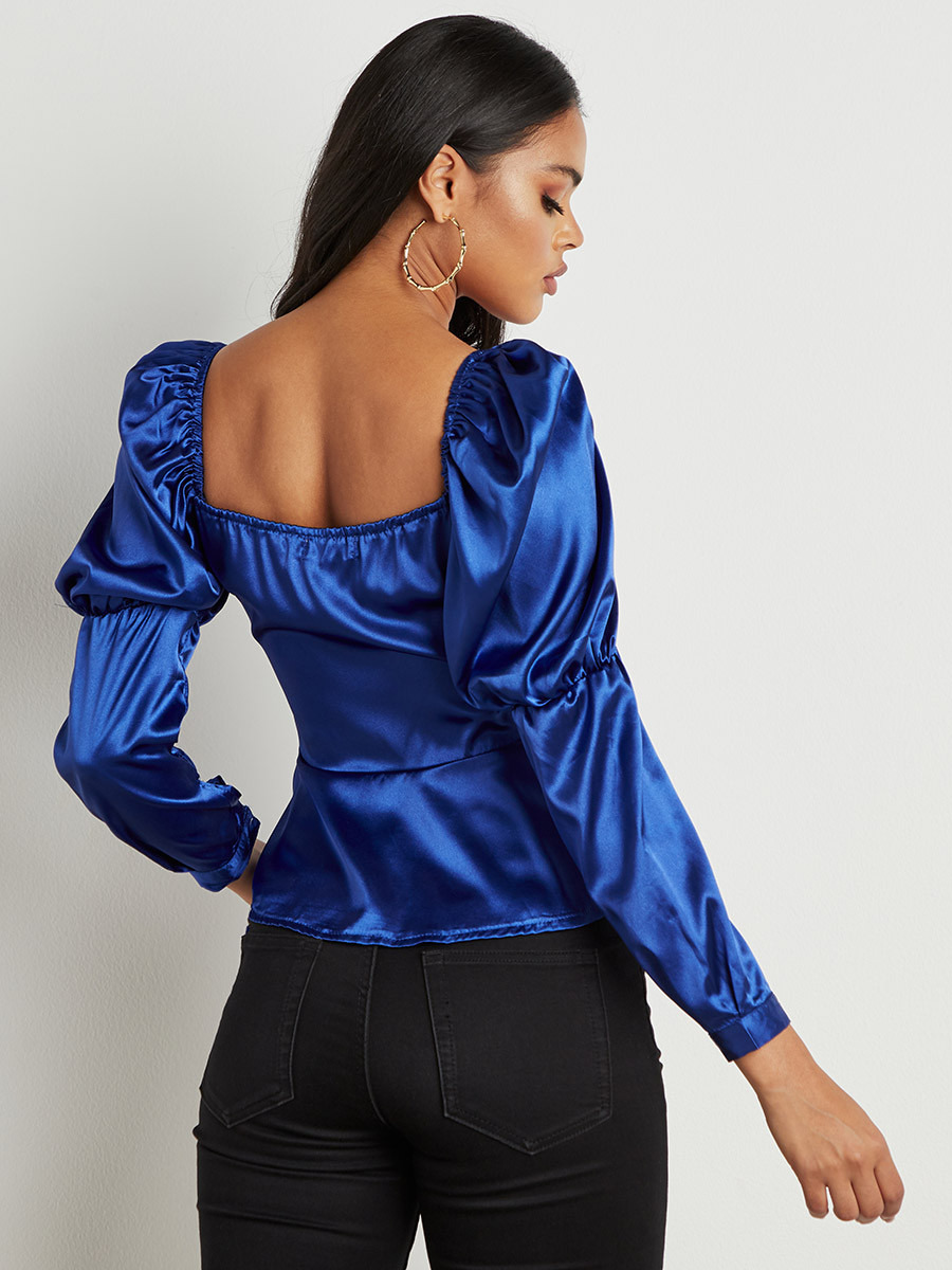 بلوزة بأكمام منفوخة وسحّاب إغلاق جانبي من ستايلي-women-clothing-shirtsandblouses-blouses-image-4