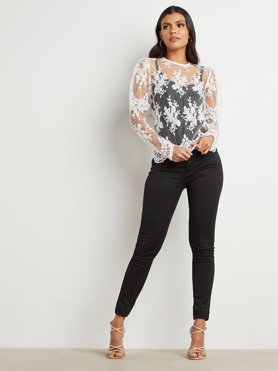 بلوزة دانتيل شفافة بأكمام طويلة من ستايلي-women-clothing-shirtsandblouses-blouses-image-2