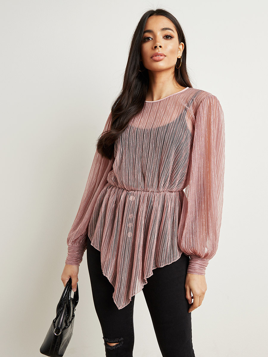 بلوزة لامعة بكسرات من ستايلي-women-clothing-shirtsandblouses-blouses-image-3