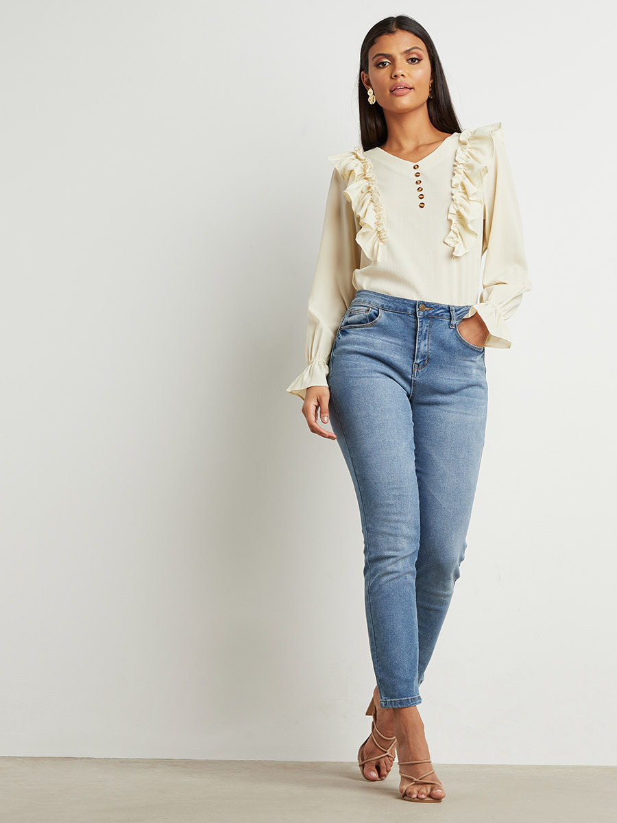بلوزة بكشكش وأزرار من ستايلي-women-clothing-shirtsandblouses-blouses-image-3
