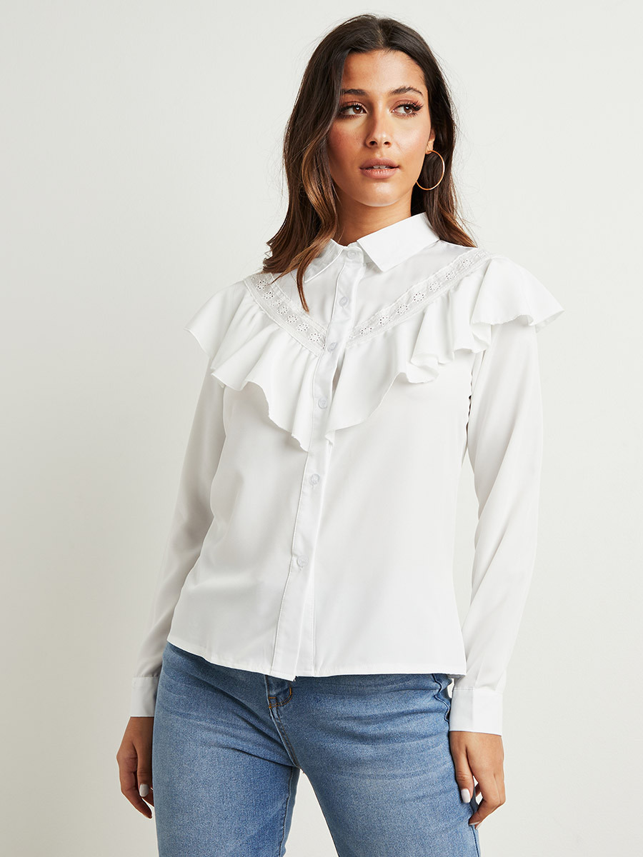 قميص بتفاصيل كشكش وأكمام طويلة من ستايلي-women-clothing-shirtsandblouses-blouses-image-1