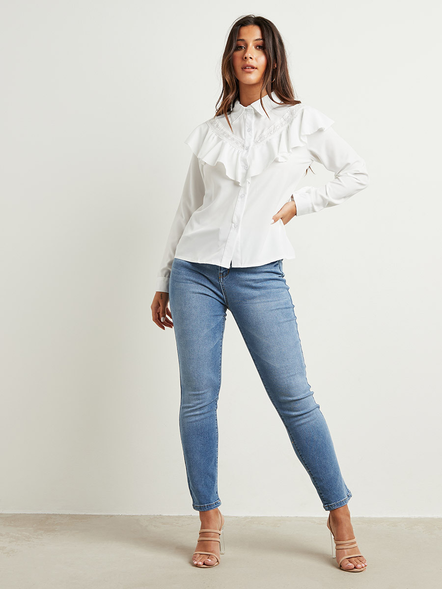 قميص بتفاصيل كشكش وأكمام طويلة من ستايلي-women-clothing-shirtsandblouses-blouses-image-2