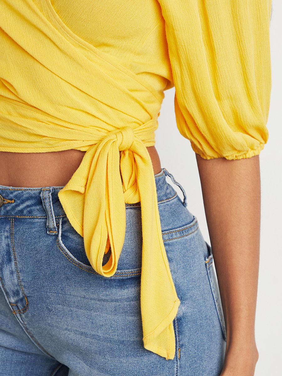 بلوزة قصيرة مربوطة بأكمام منفوخة من ستايلي-women-clothing-shirtsandblouses-blouses-image-3