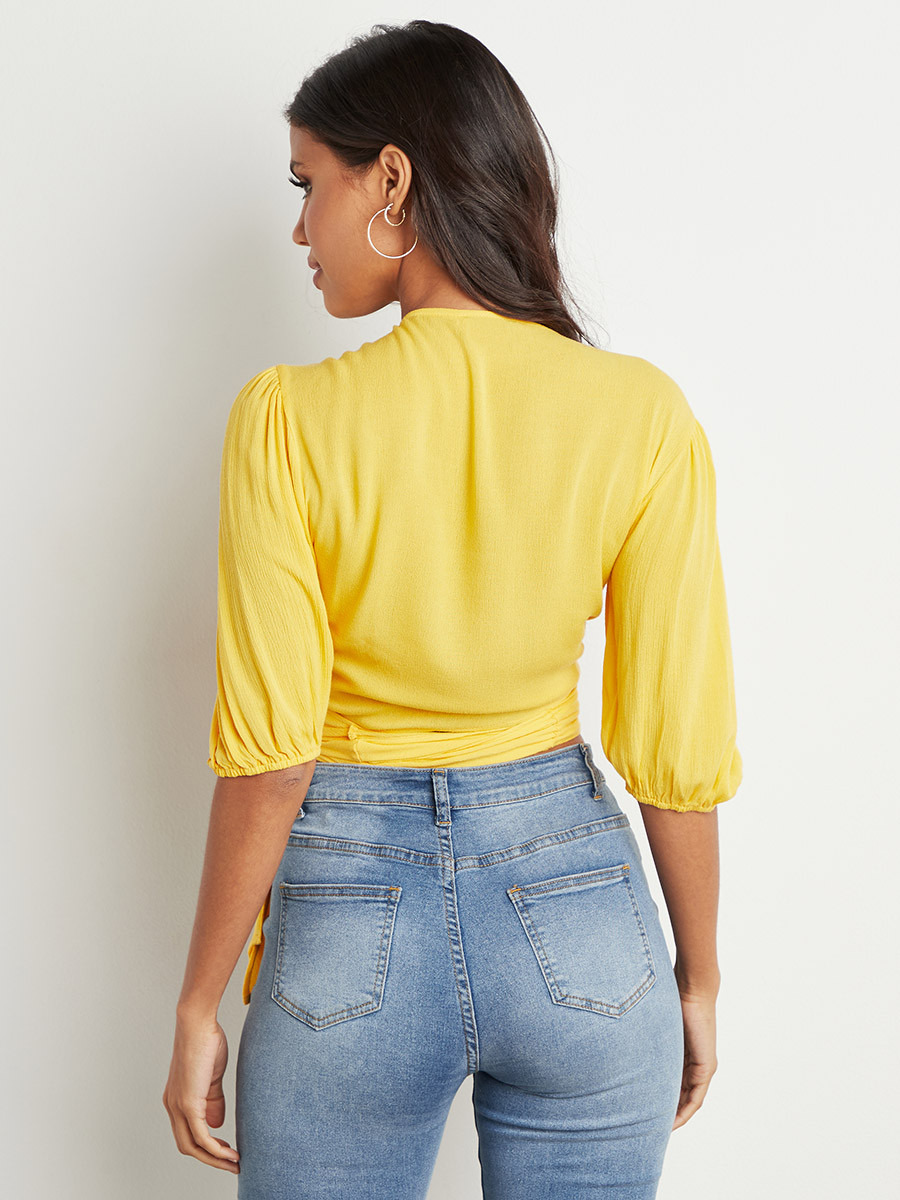 بلوزة قصيرة مربوطة بأكمام منفوخة من ستايلي-women-clothing-shirtsandblouses-blouses-image-4