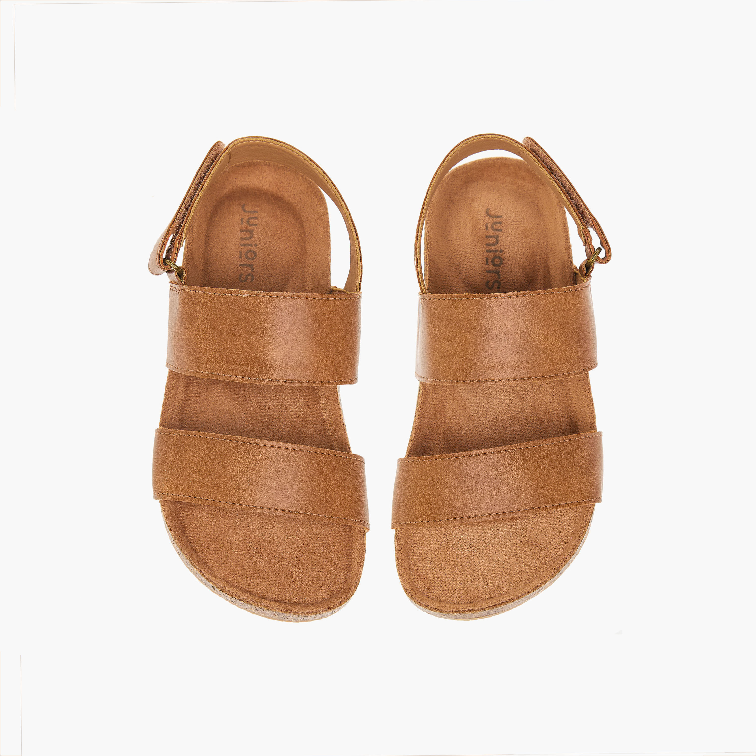 Juniors Solid Strappy Sandals with Hook and Loop Closure-boys-shoes-sandals-image-1