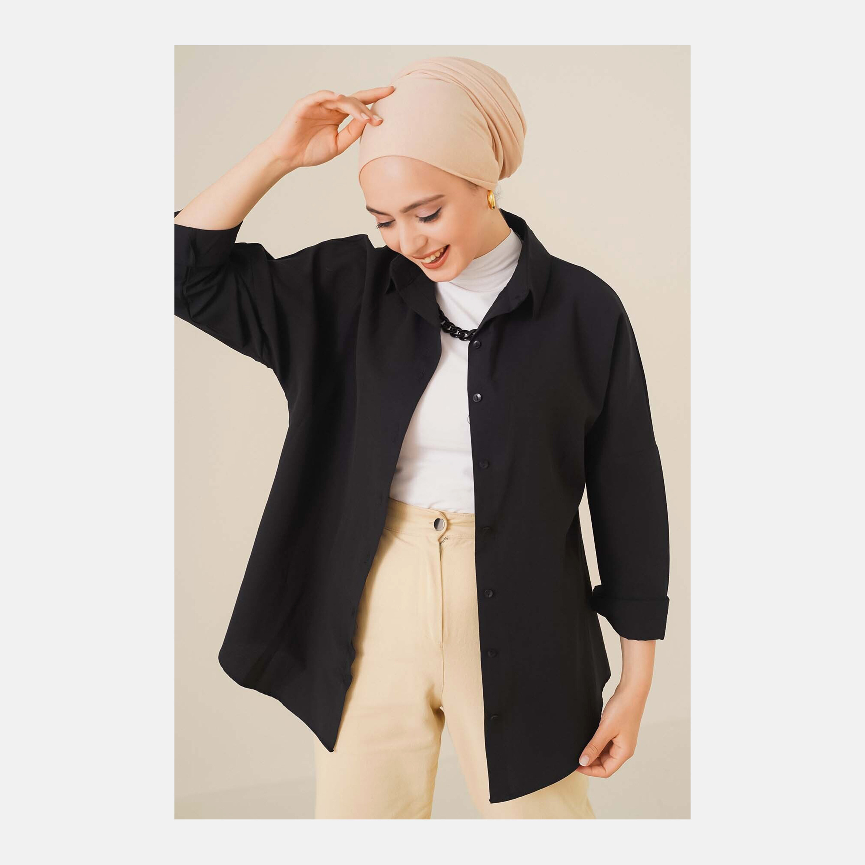 قميص نسائي بياقة مع حجاب من بيجدارت-women-clothing-shirtsandblouses-shirts-image-5