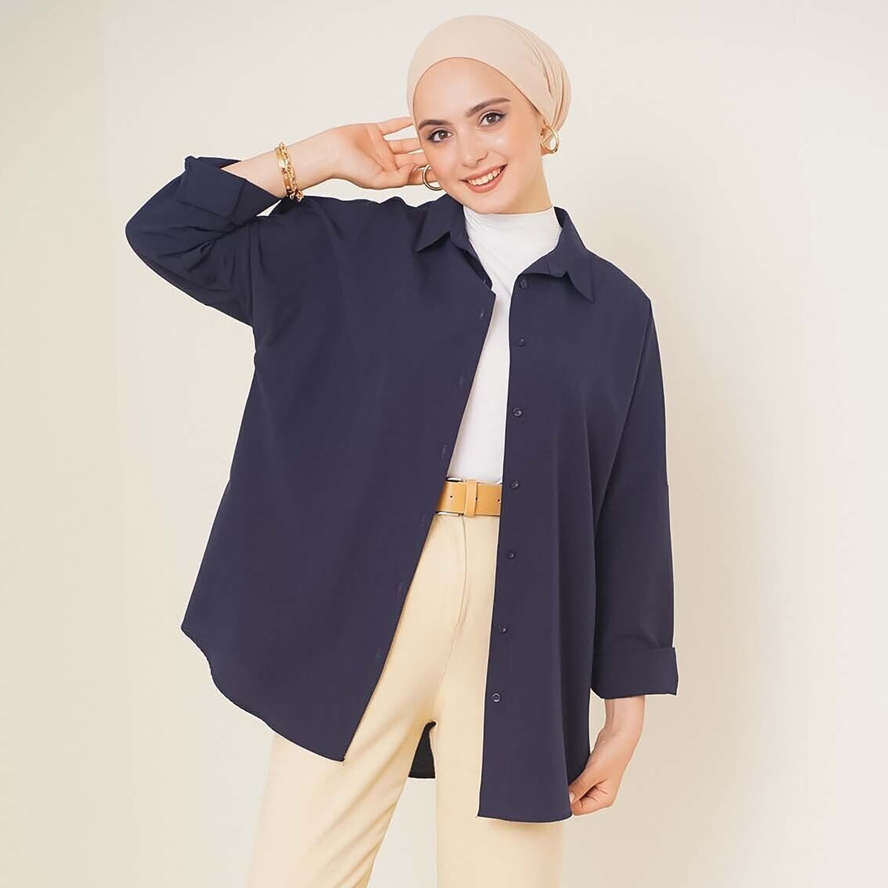 قميص نسائي بياقة مع حجاب من بيجدارت-women-clothing-shirtsandblouses-shirts-image-23