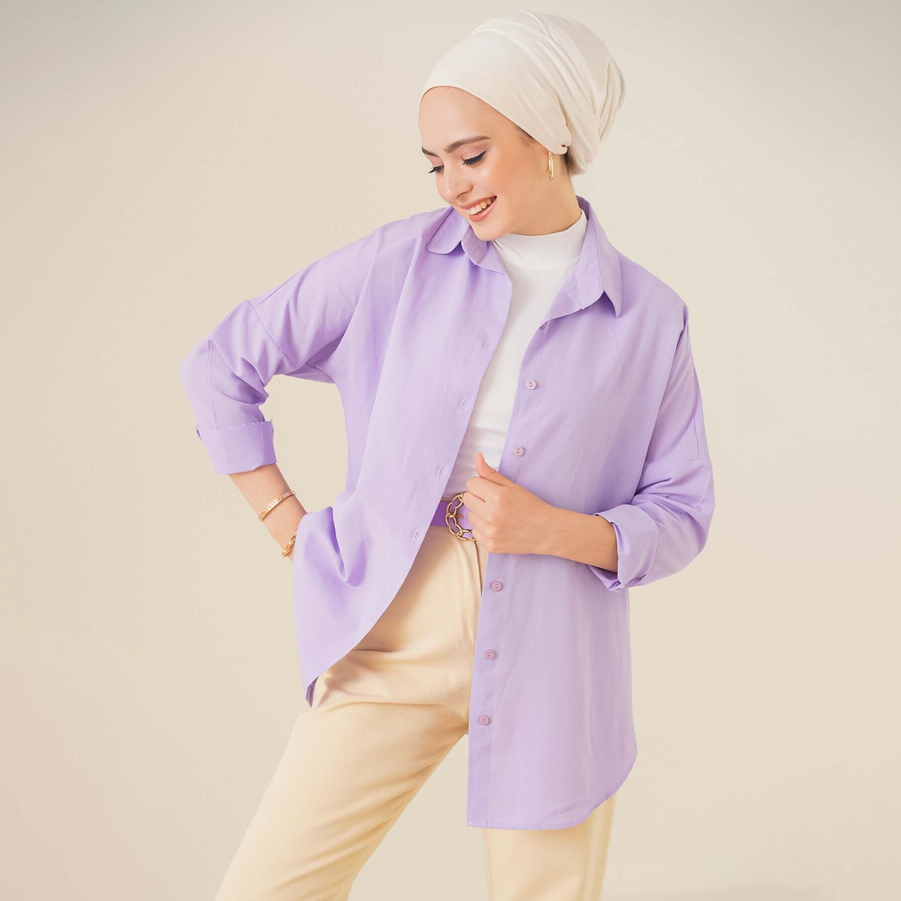 قميص نسائي بياقة مع حجاب من بيجدارت-women-clothing-shirtsandblouses-shirts-image-9