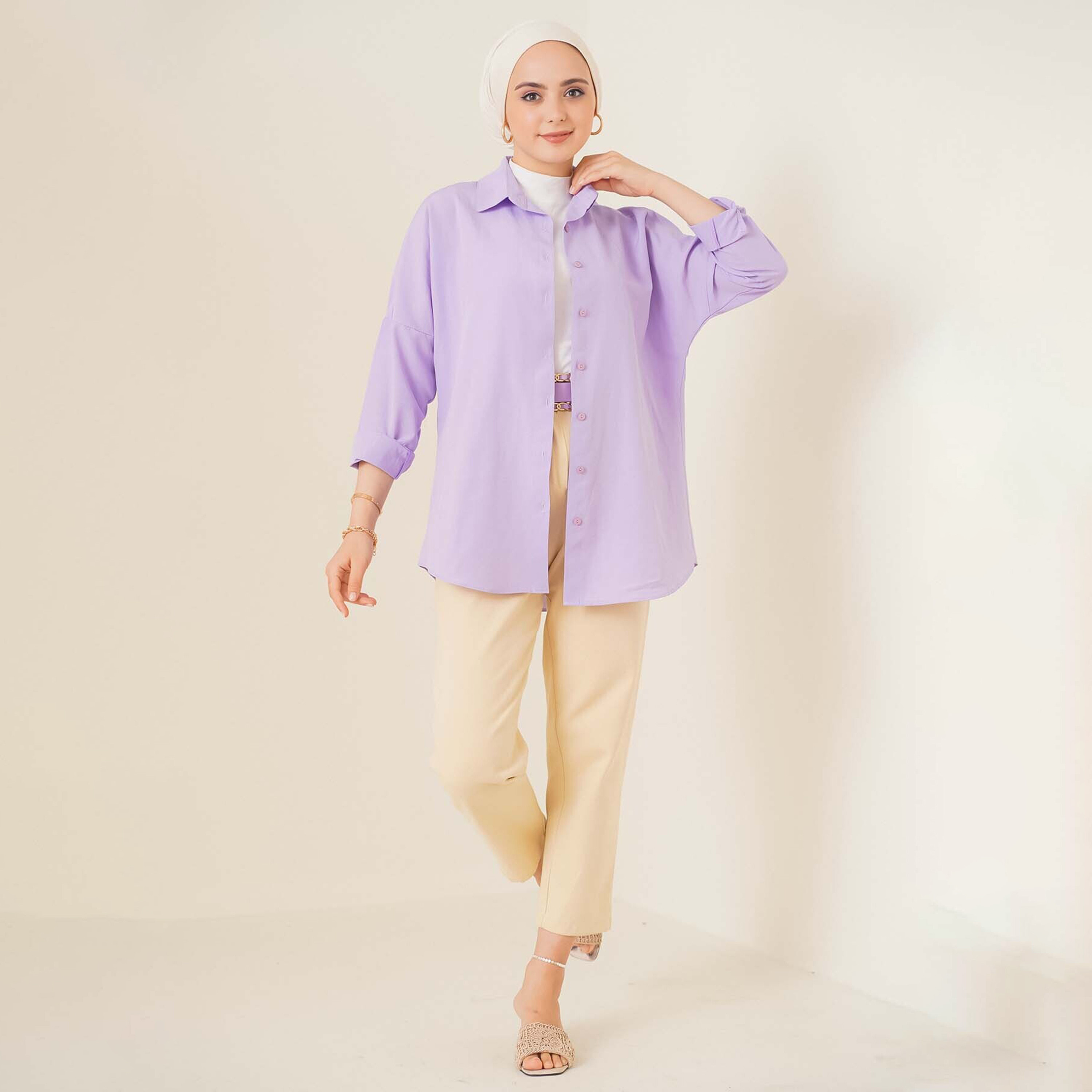 قميص نسائي بياقة مع حجاب من بيجدارت-women-clothing-shirtsandblouses-shirts-image-10