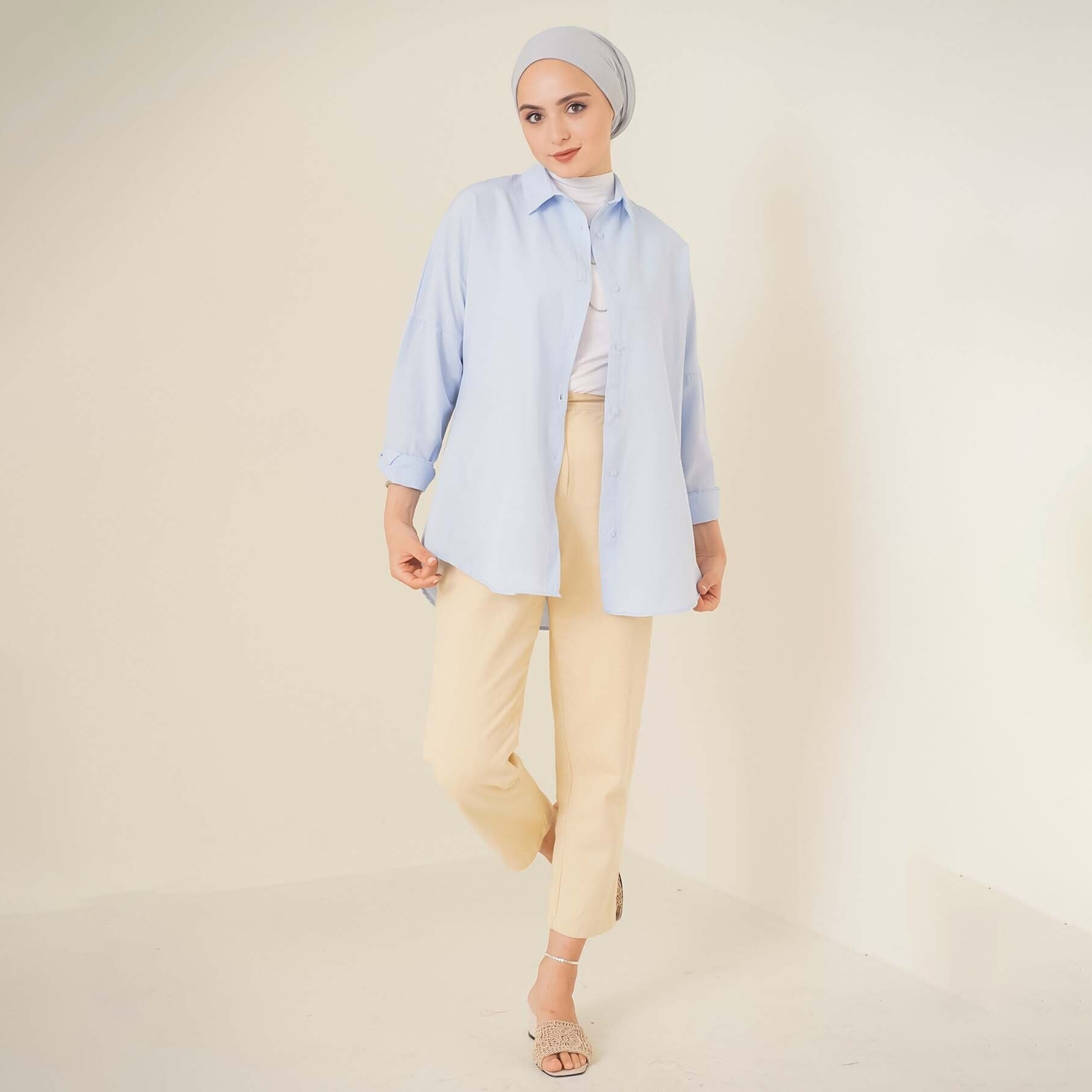 قميص نسائي بياقة مع حجاب من بيجدارت-women-clothing-shirtsandblouses-shirts-image-13
