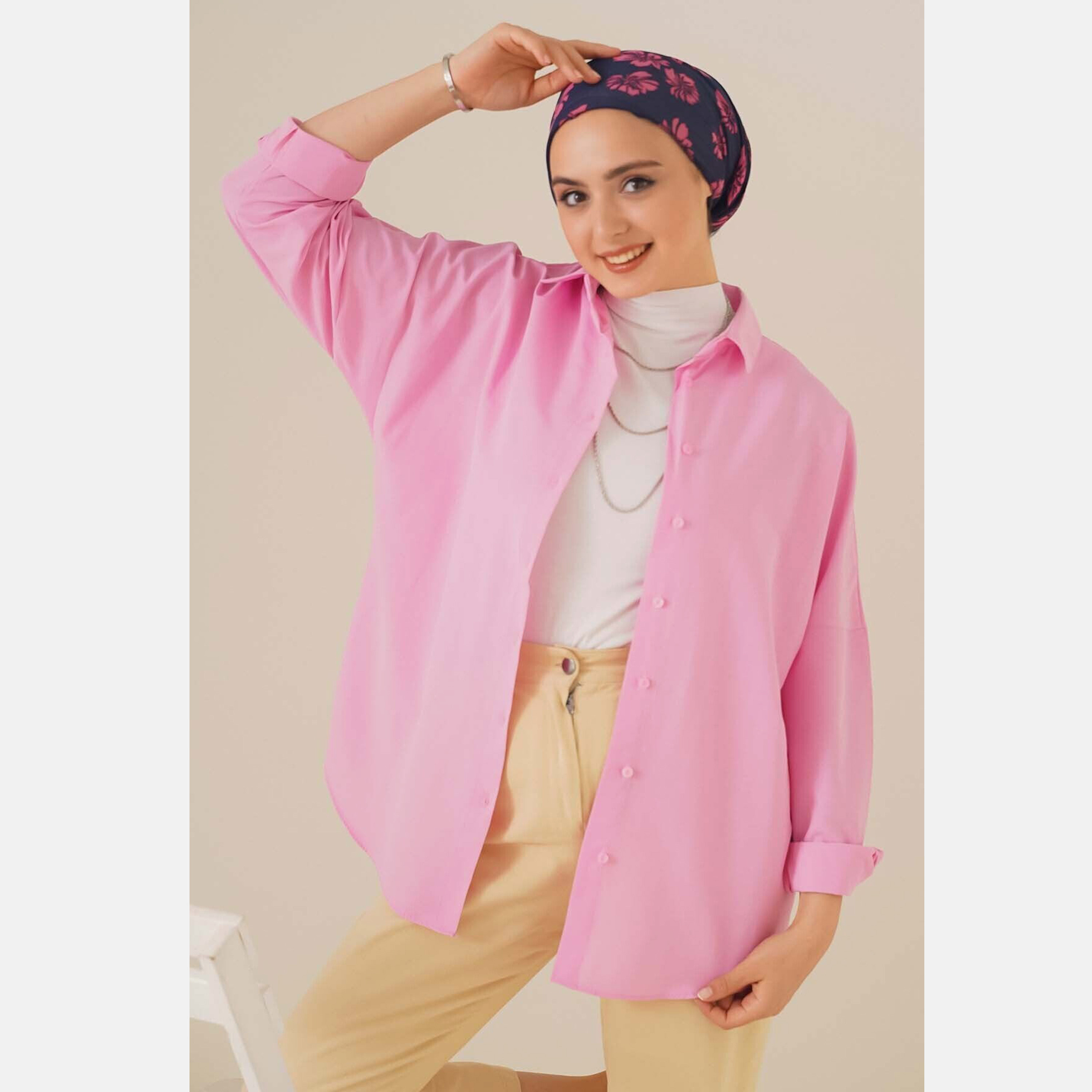 قميص نسائي بياقة مع حجاب من بيجدارت-women-clothing-shirtsandblouses-shirts-image-15