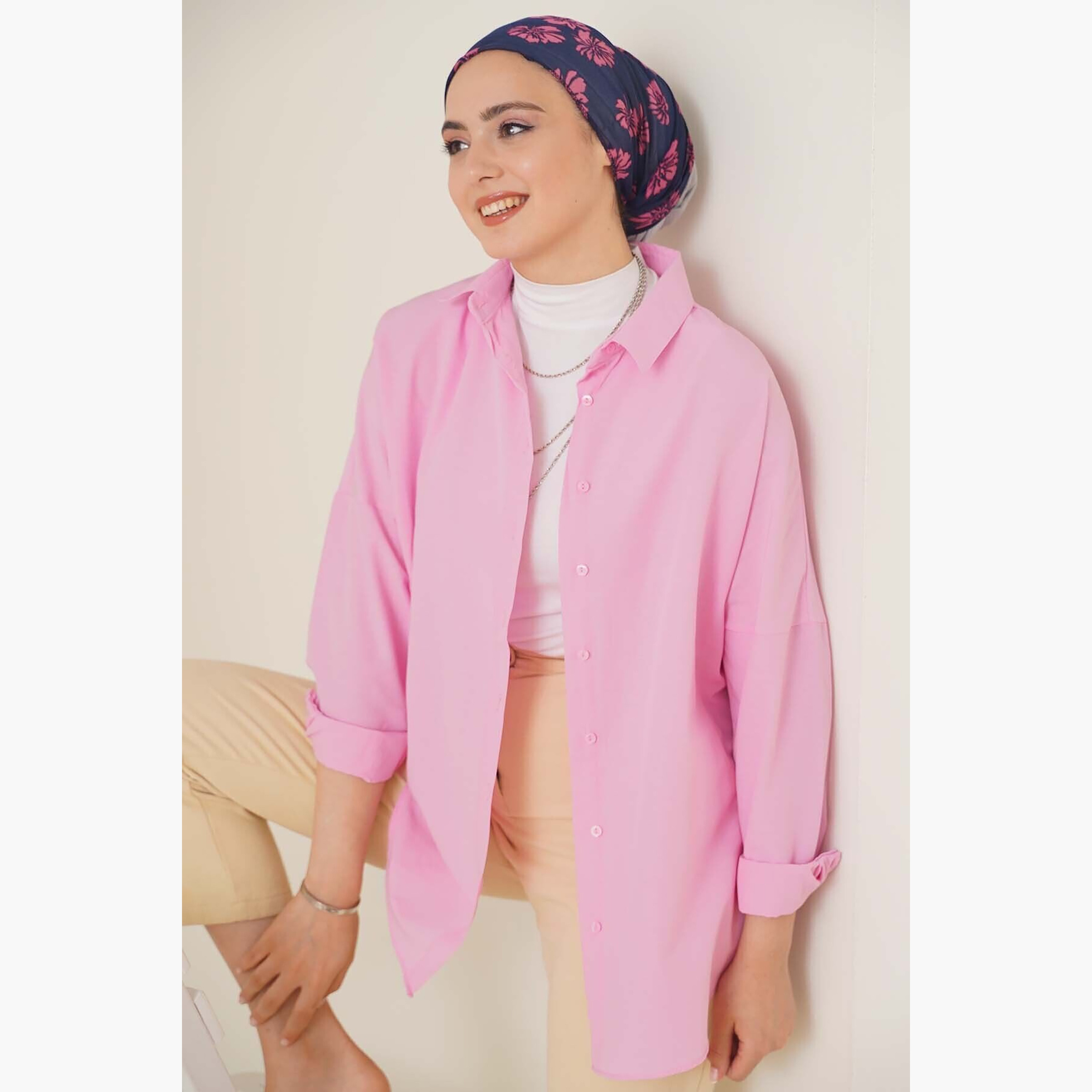قميص نسائي بياقة مع حجاب من بيجدارت-women-clothing-shirtsandblouses-shirts-image-16