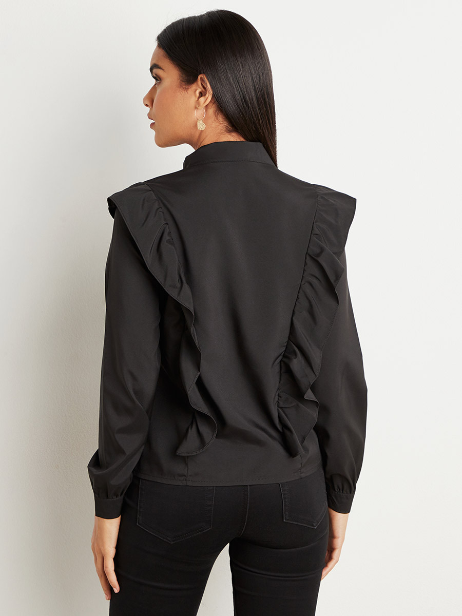 Styli Frill Ruffled Detail Shirt with Concealed Placket-women-clothing-shirtsandblouses-blouses-image-4