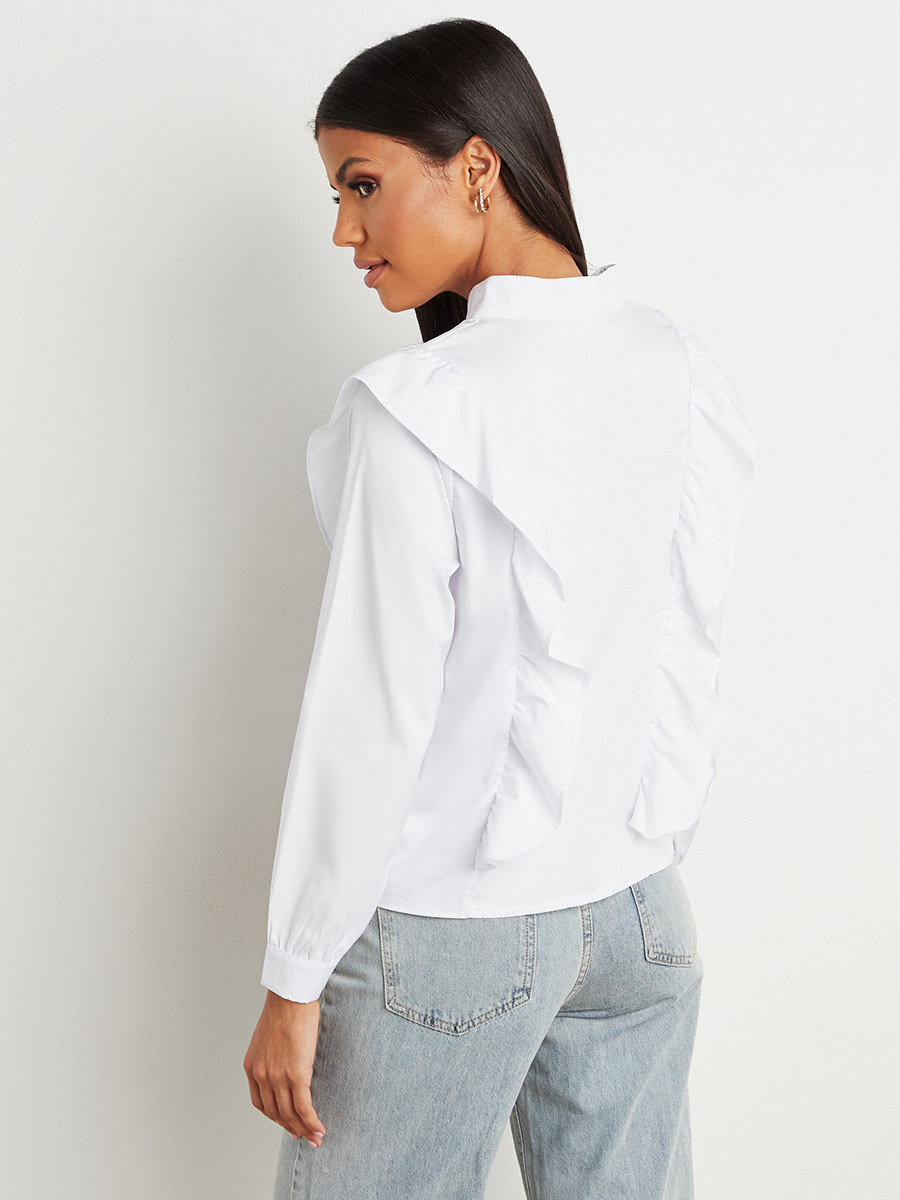 Styli Frill Ruffled Detail Shirt with Concealed Placket-women-clothing-shirtsandblouses-blouses-image-4