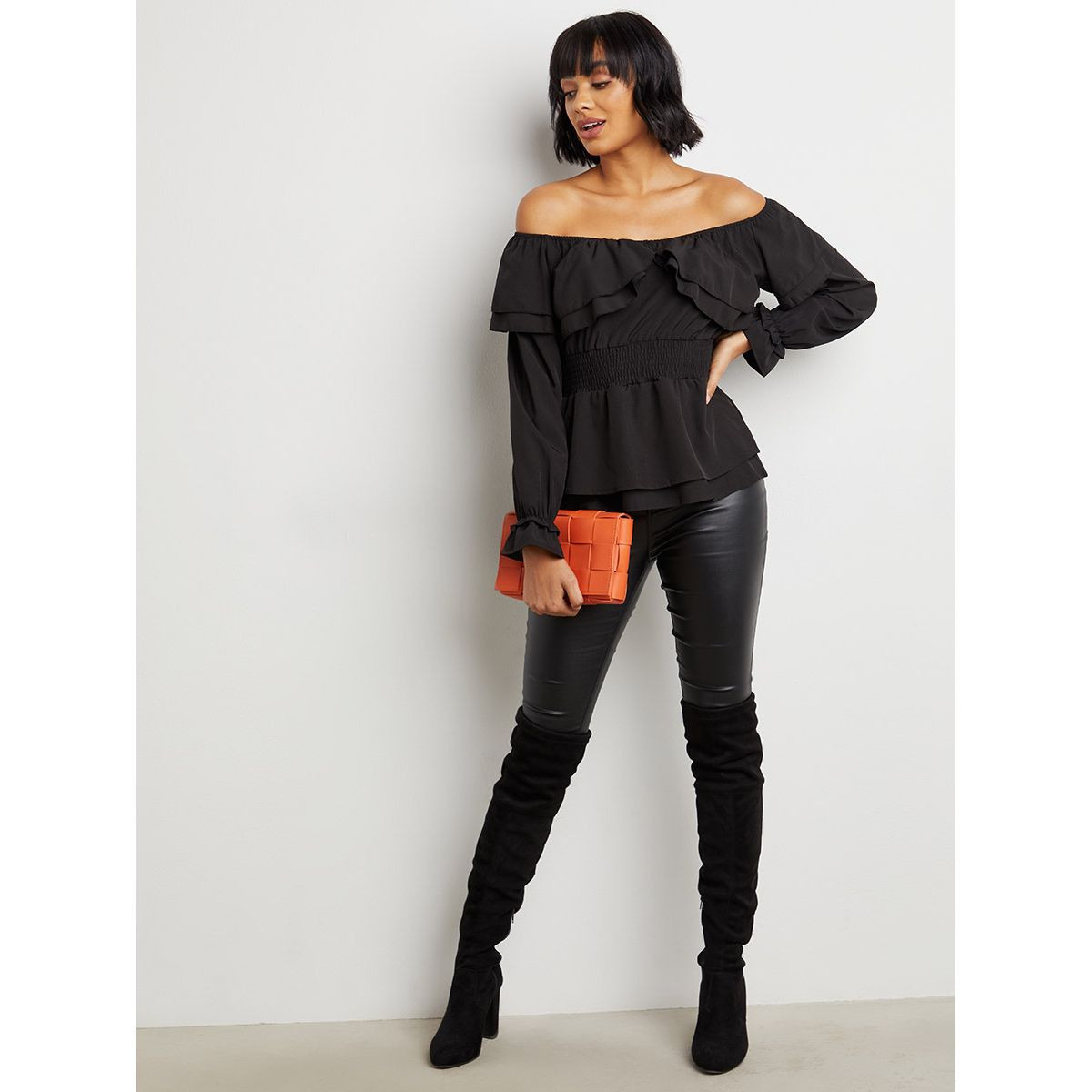 بلوزة بأكتاف مكشوفة وتفاصيل كشكش من ستايلي-women-clothing-shirtsandblouses-blouses-image-2