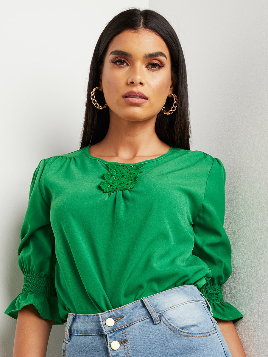 بلوزة بأكمام مزمومة 3/4 من ستايلي-women-clothing-shirtsandblouses-blouses-image-1