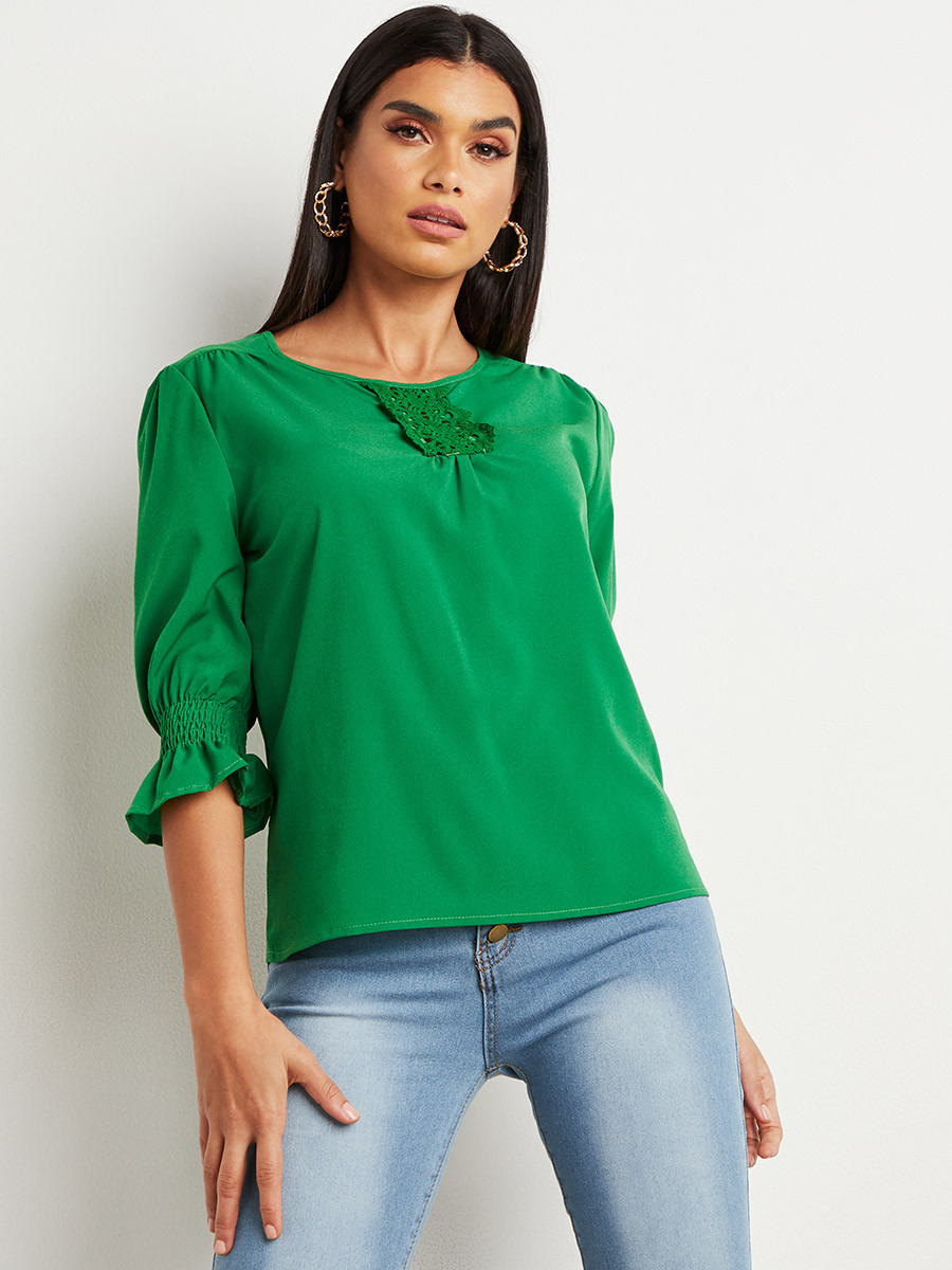 بلوزة بأكمام مزمومة 3/4 من ستايلي-women-clothing-shirtsandblouses-blouses-image-2