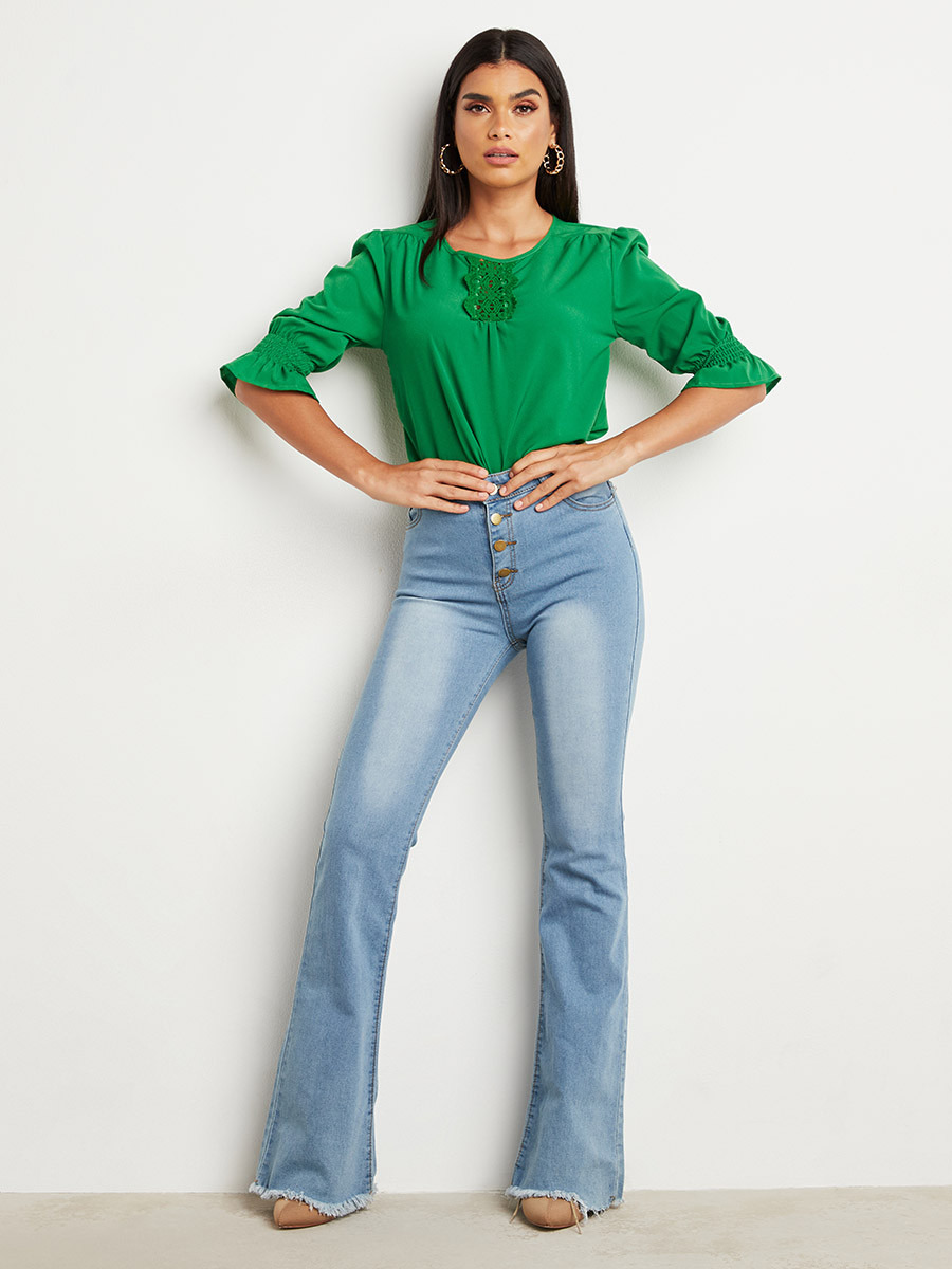 بلوزة بأكمام مزمومة 3/4 من ستايلي-women-clothing-shirtsandblouses-blouses-image-4
