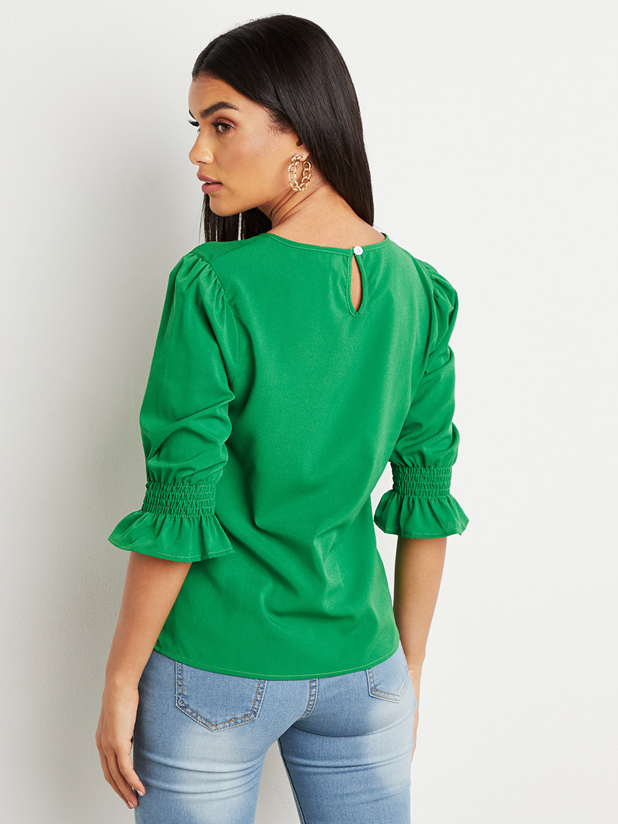 بلوزة بأكمام مزمومة 3/4 من ستايلي-women-clothing-shirtsandblouses-blouses-image-5