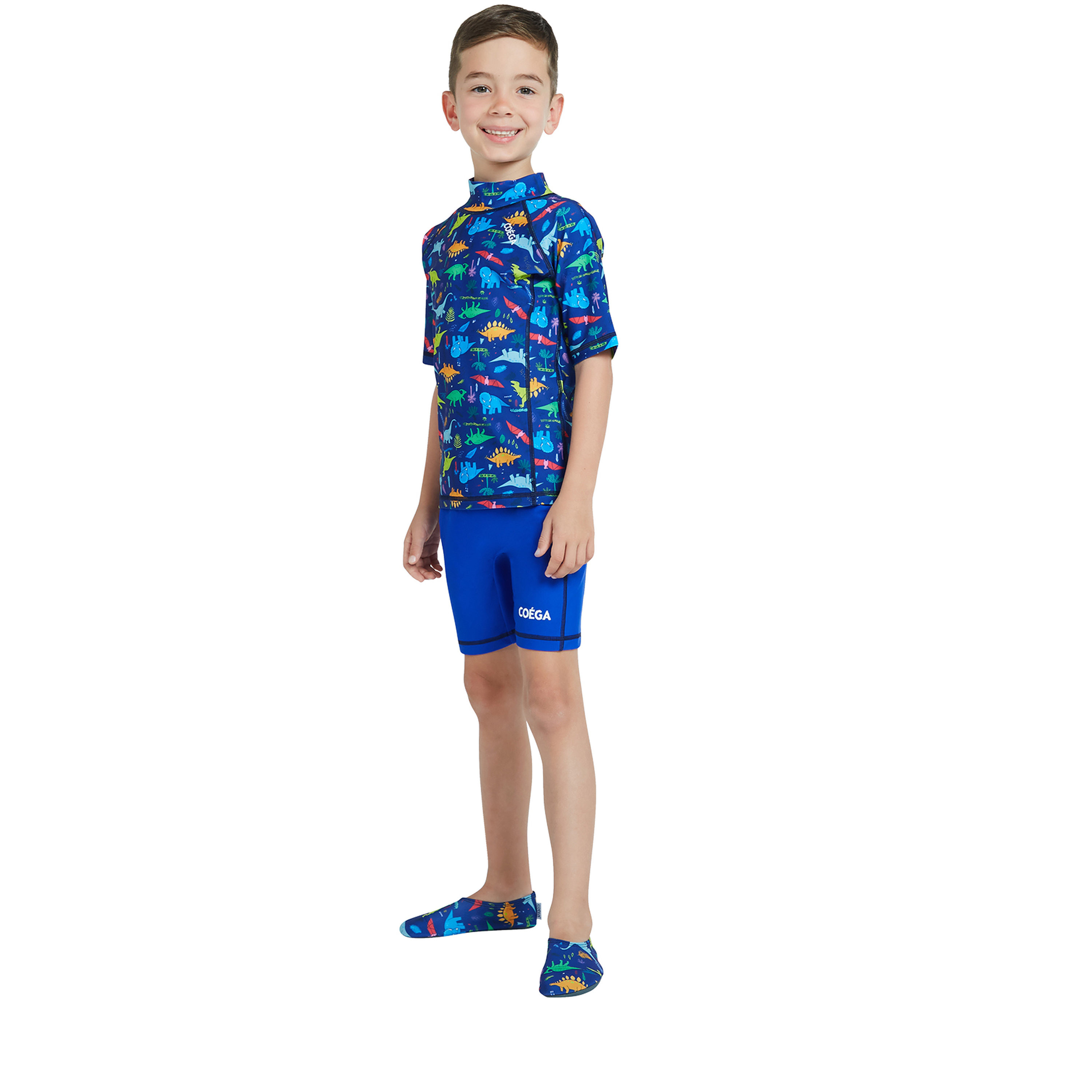 Coega Boys 2-Piece Suit - AOP Top Blue Playing Dinos-sports-boys-clothing-swimwear-image-2