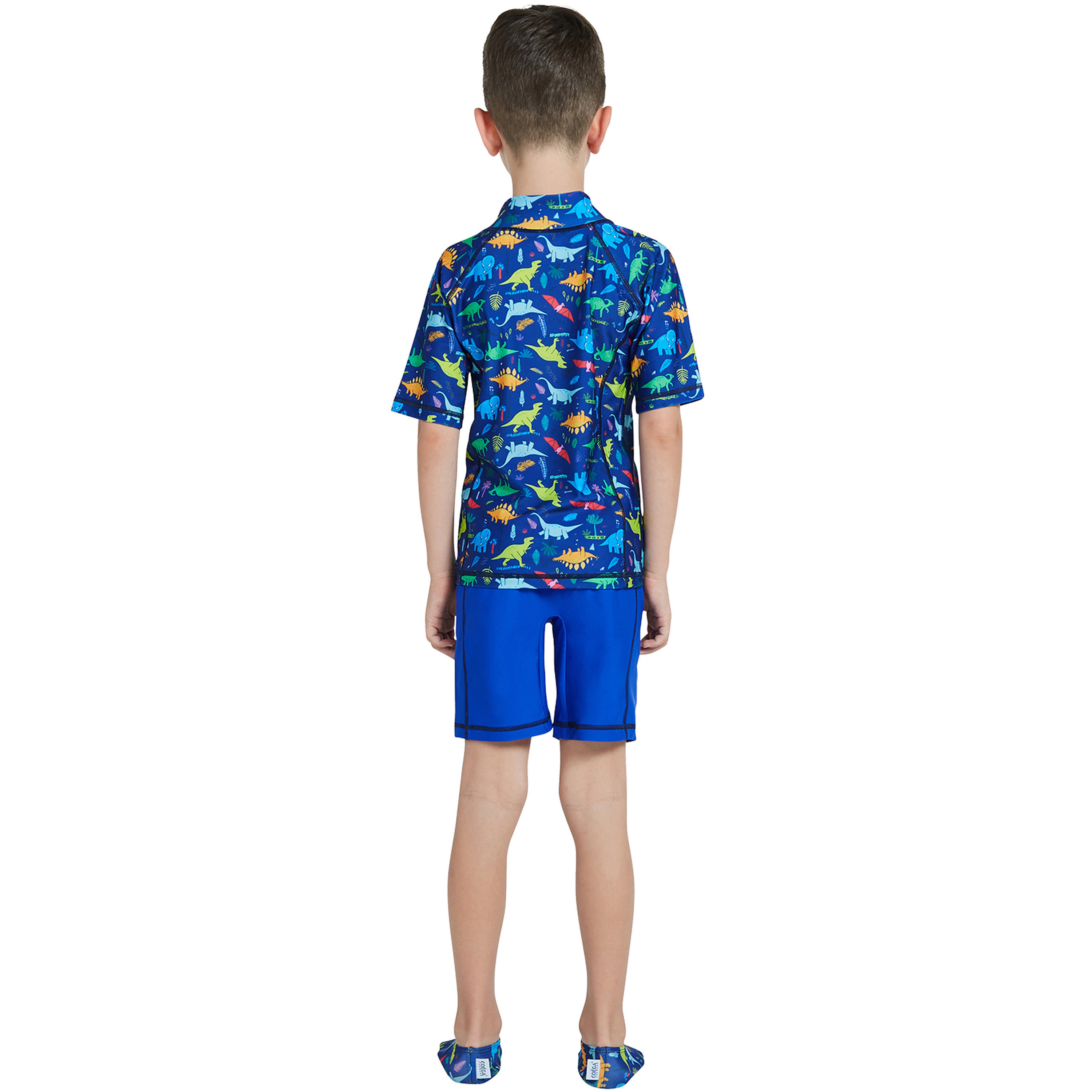 Coega Boys 2-Piece Suit - AOP Top Blue Playing Dinos-sports-boys-clothing-swimwear-image-3