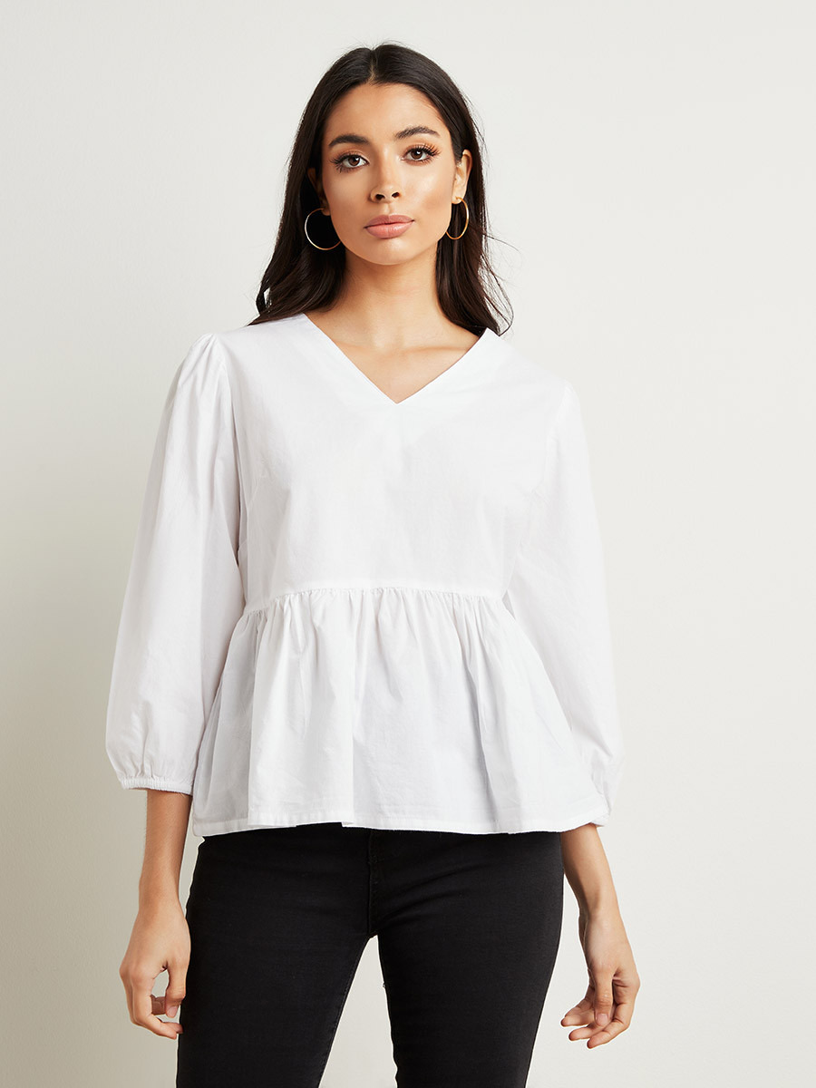 Styli Gathered Detail Peplum Top-women-clothing-shirtsandblouses-blouses-image-3