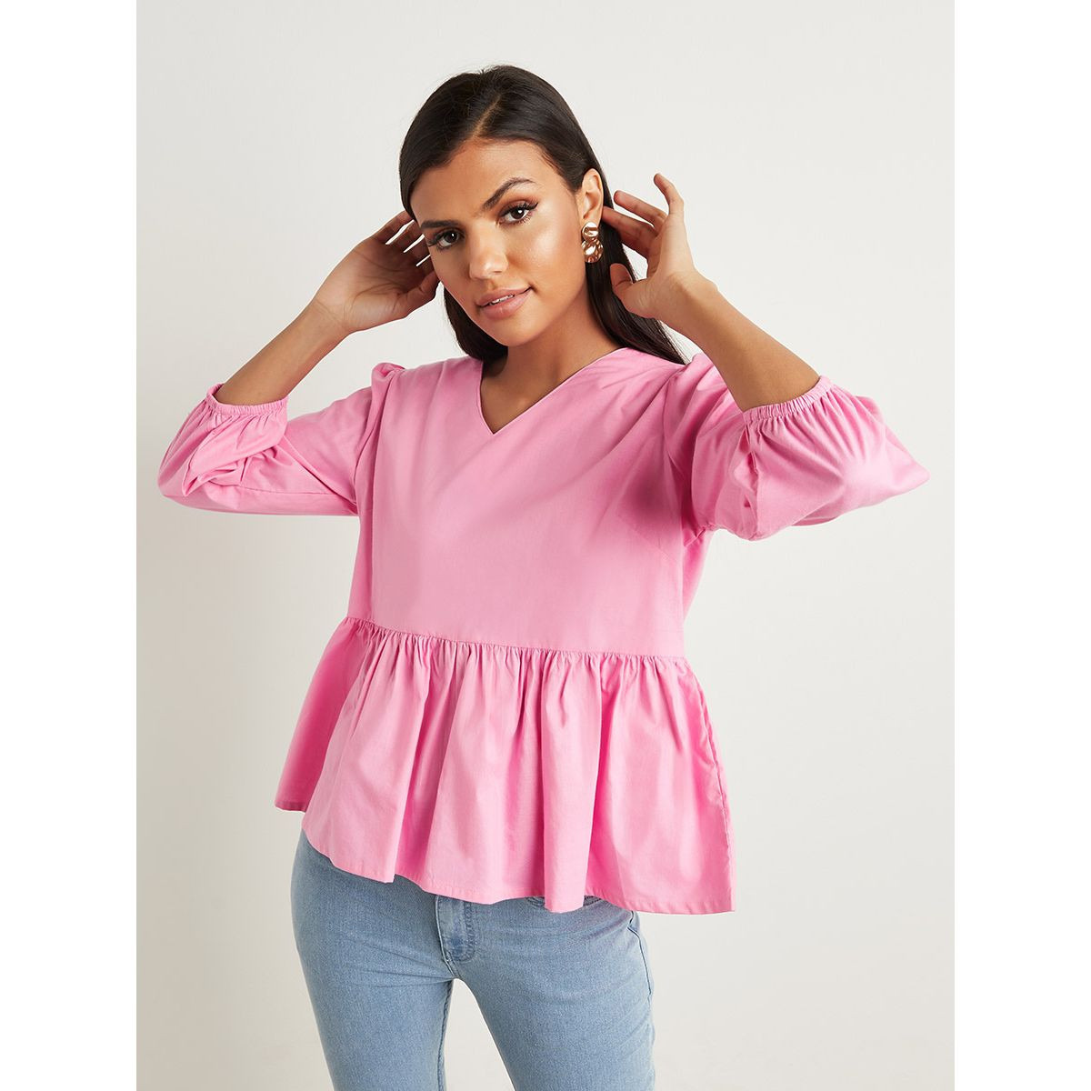 بلوزة بتفاصيل مزمومة وكشكش من ستايلي-women-clothing-shirtsandblouses-blouses-image-1