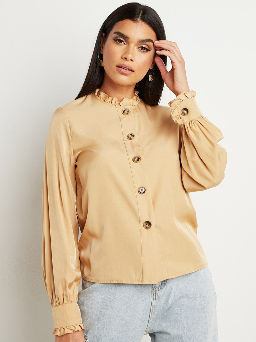 بلوزة بأزرار إغلاق وياقة عالية من ستايلي-women-clothing-shirtsandblouses-blouses-image-2