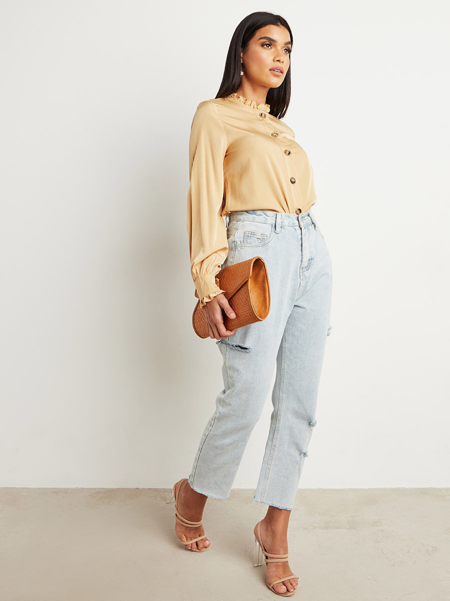 بلوزة بأزرار إغلاق وياقة عالية من ستايلي-women-clothing-shirtsandblouses-blouses-image-5