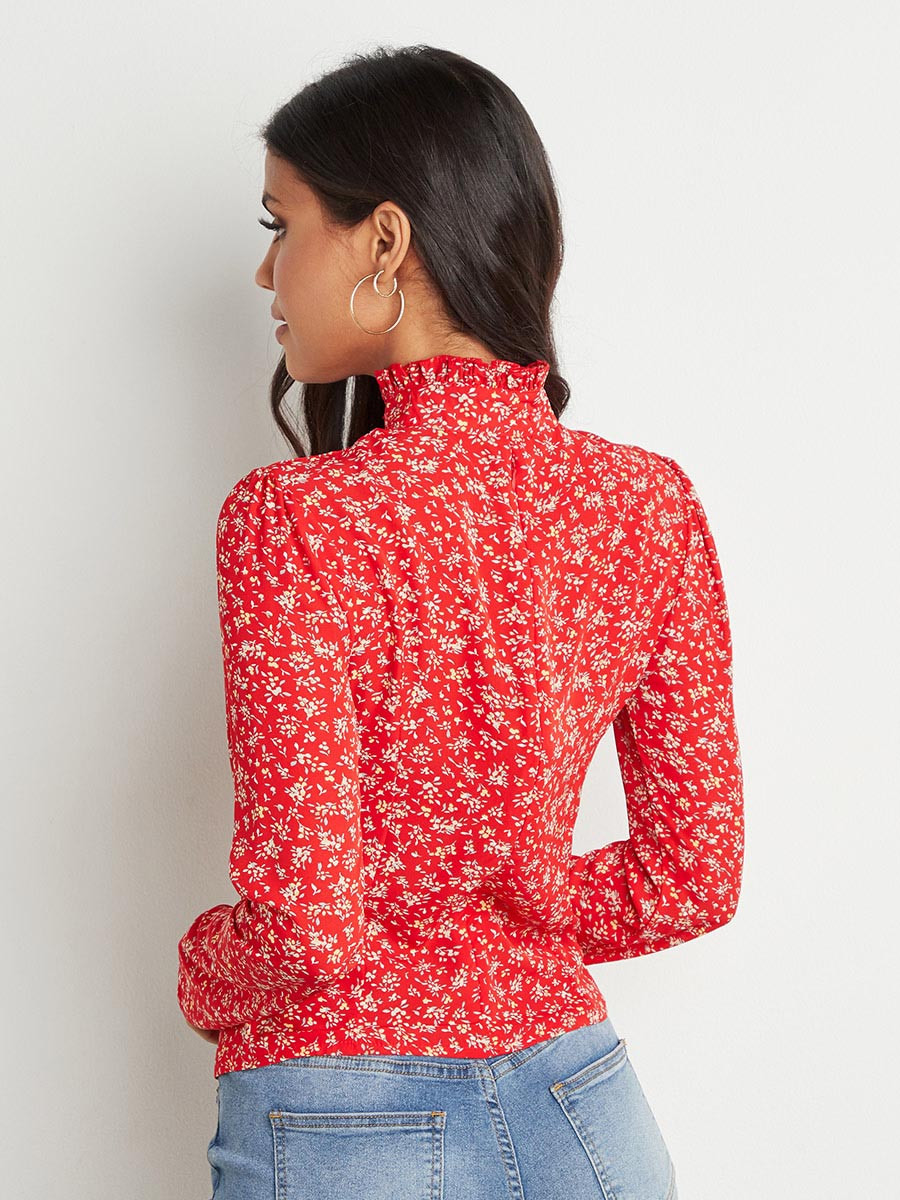Styli Tie-Up Neck Cut Out Detail Printed Top-women-clothing-shirtsandblouses-blouses-image-4