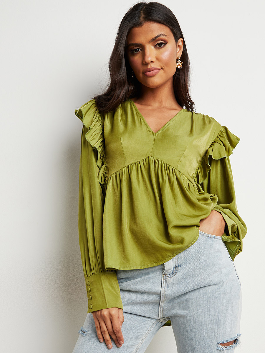 بلوزة بقصة طويلة وكشكش من ستايلي-women-clothing-shirtsandblouses-blouses-image-1